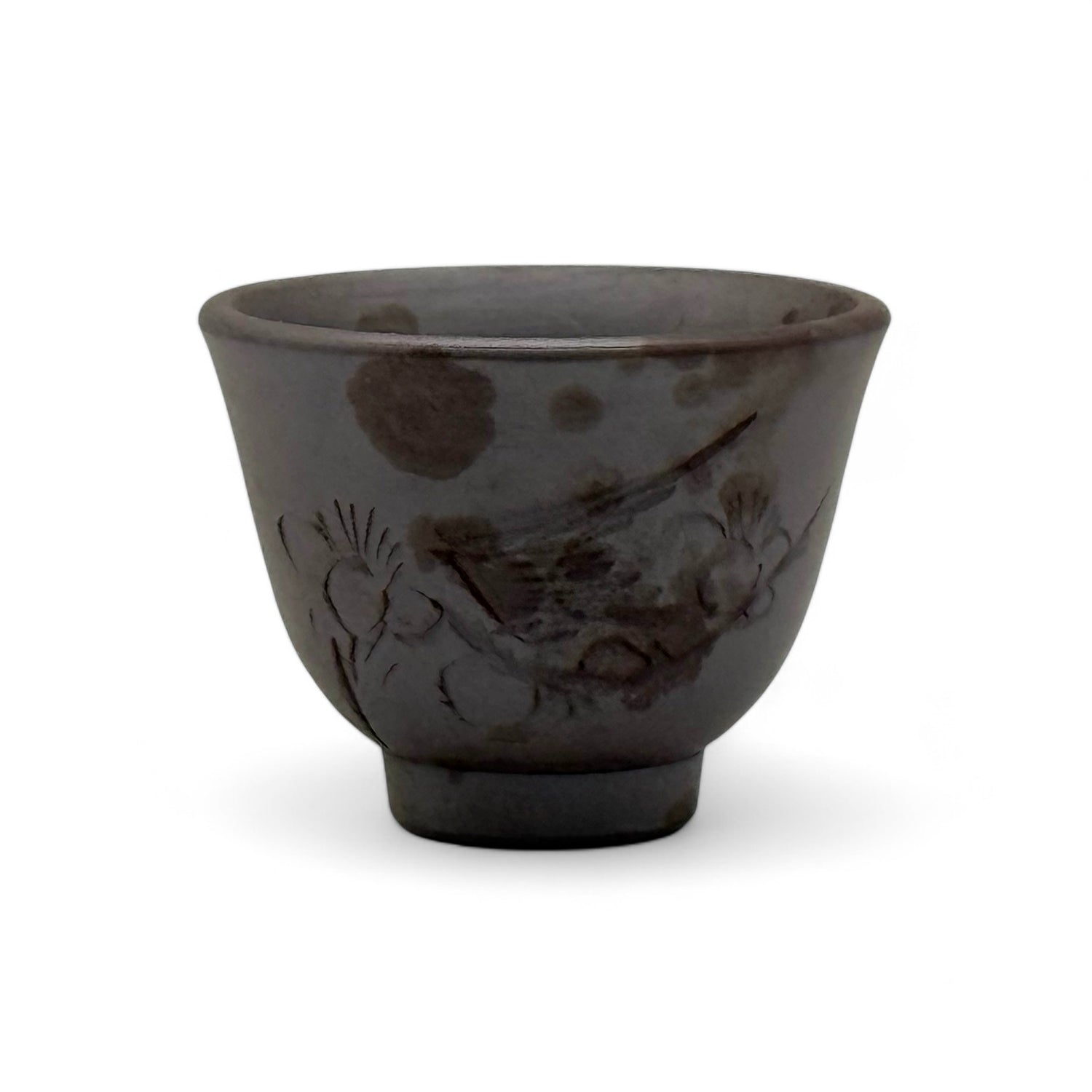 Ume Brown Mino-yaki Yunomi - Japanese Sencha Teacup