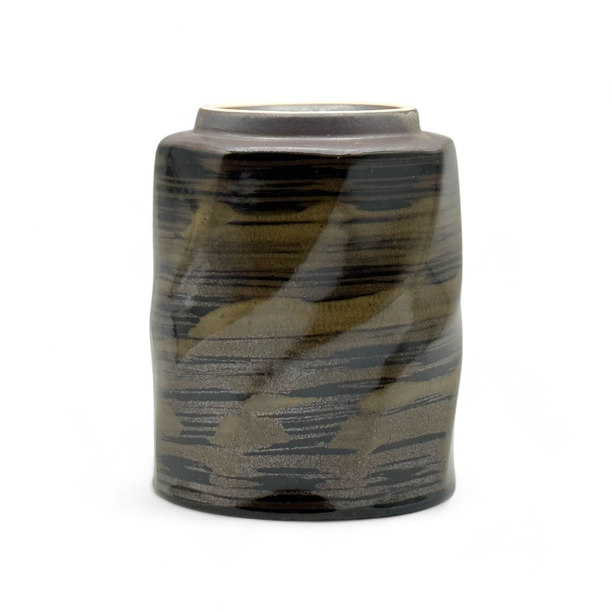 Kuro Black Octagonal Mino-yaki Yunomi - Japanese Teacup