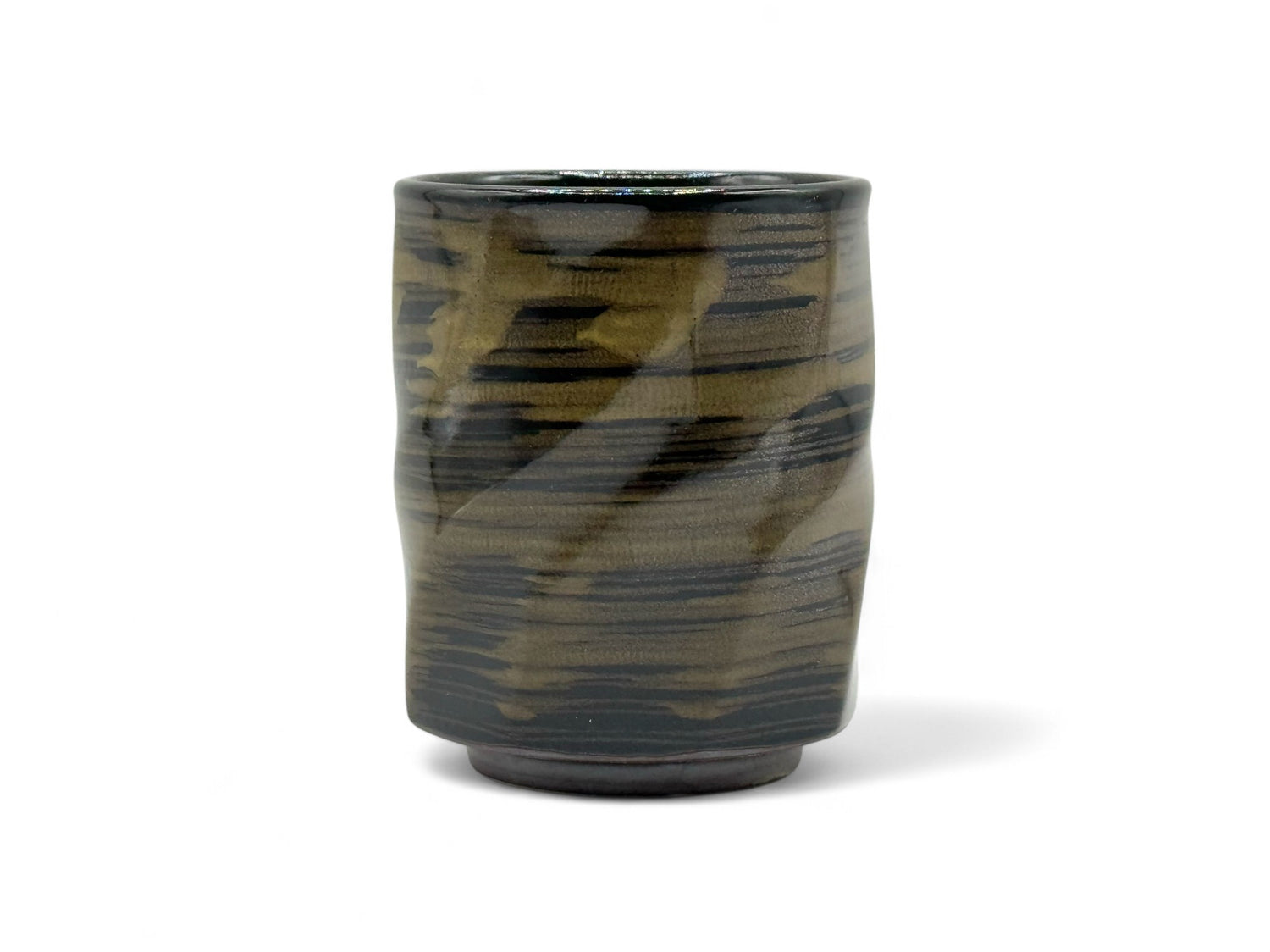 Kuro Black Octagonal Mino-yaki Yunomi - Japanese Teacup