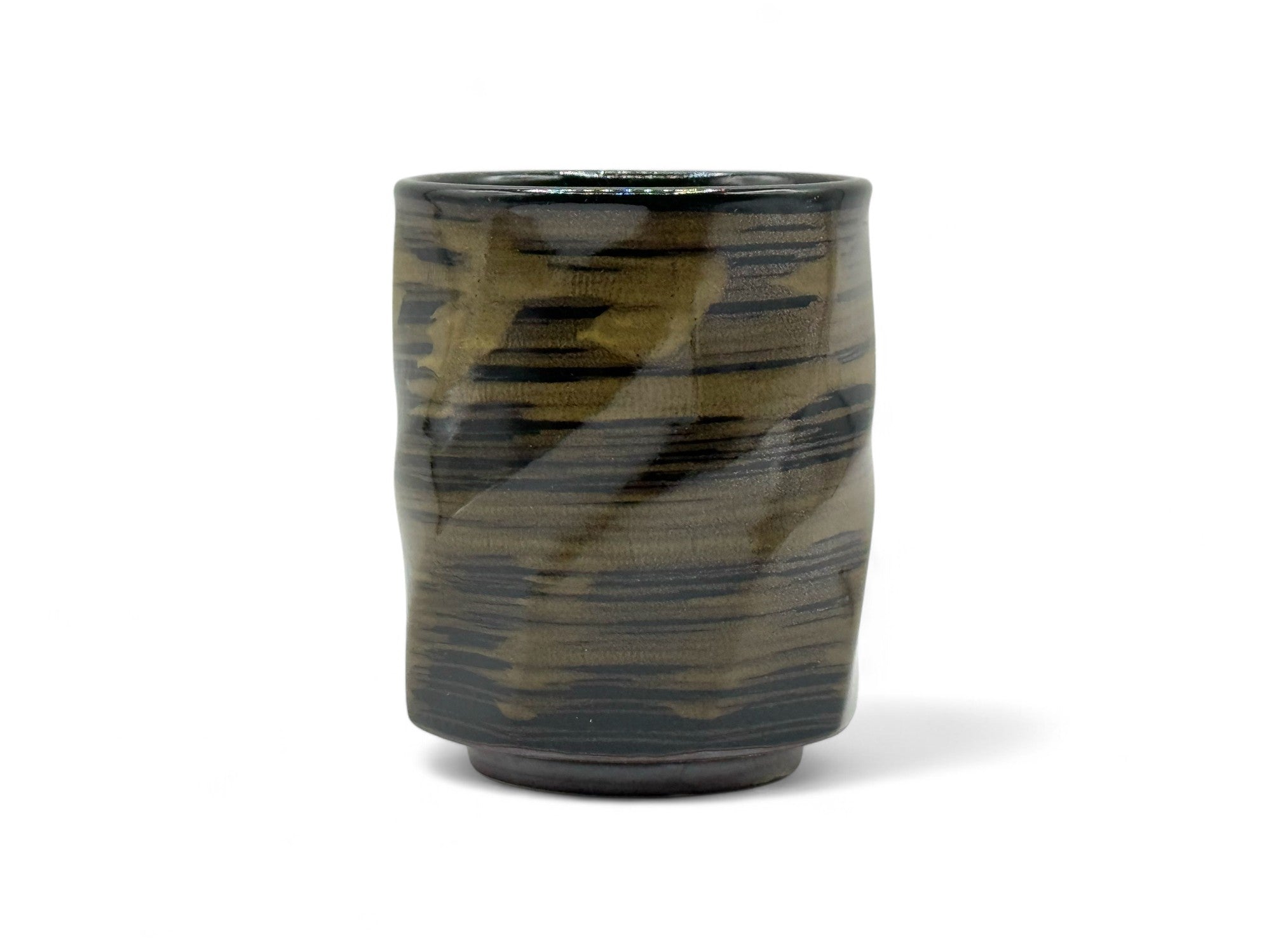 Kuro Black Octagonal Mino-yaki Yunomi - Japanese Teacup