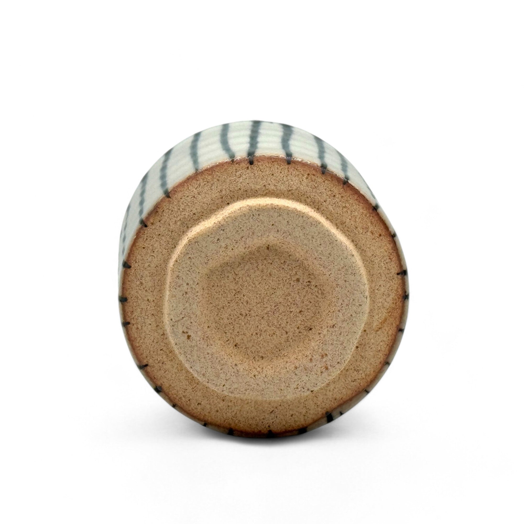 Tokusa Stripe White Mino-yaki Yunomi by Kimura - Japanese Teacup