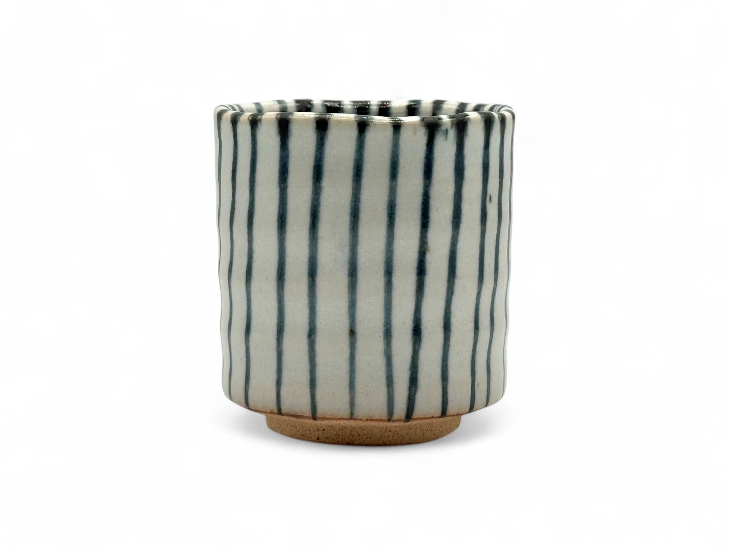 Tokusa Stripe White Mino-yaki Yunomi by Kimura - Japanese Teacup