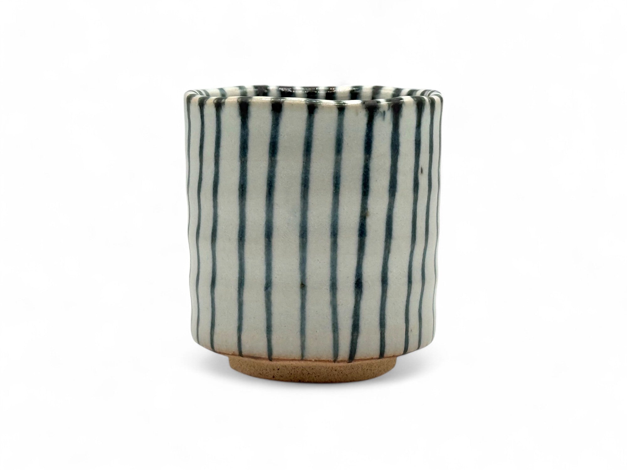 Tokusa Stripe White Mino-yaki Yunomi by Kimura - Japanese Teacup