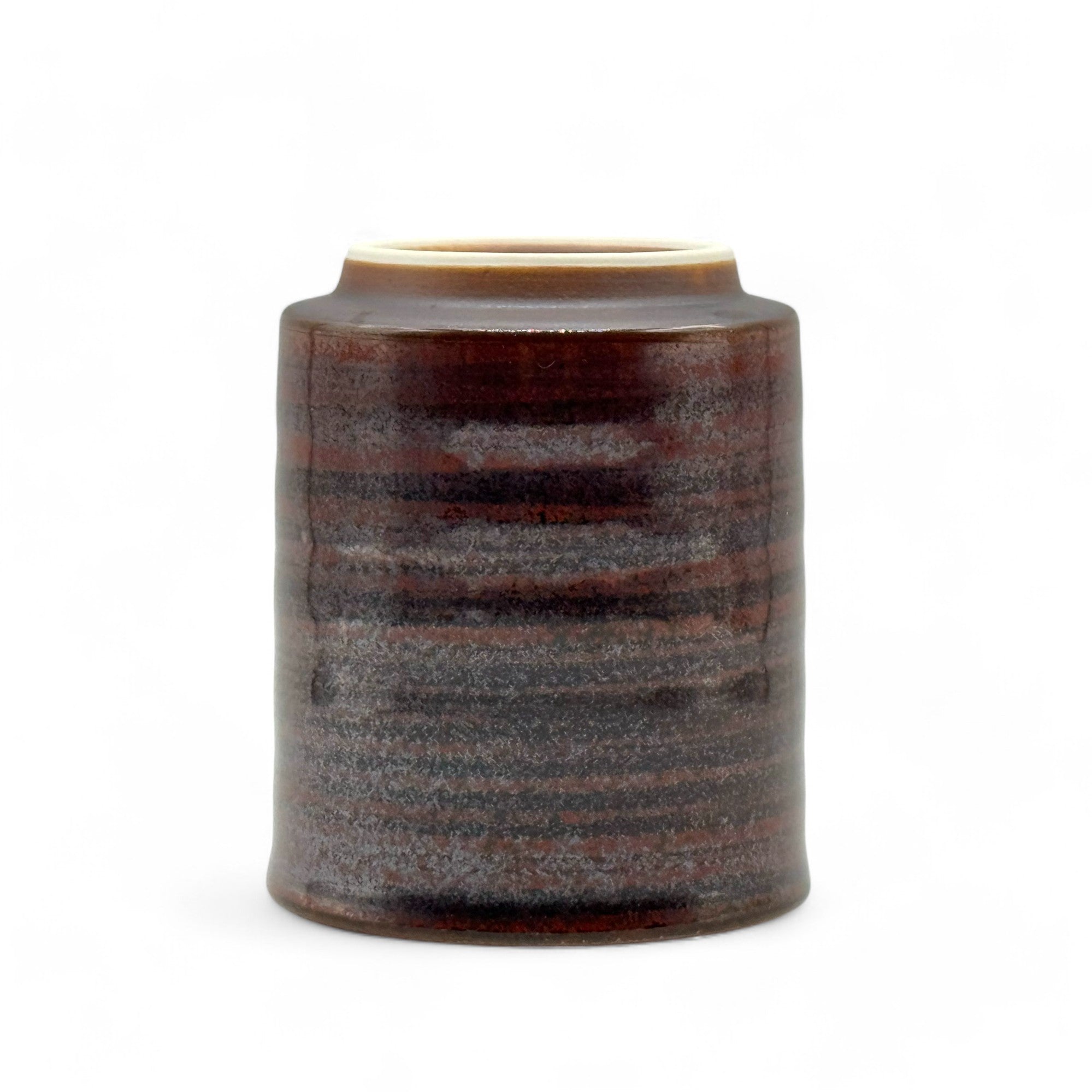 Tessha Iron Red Oki Mino-yaki Yunomi - Japanese Teacup