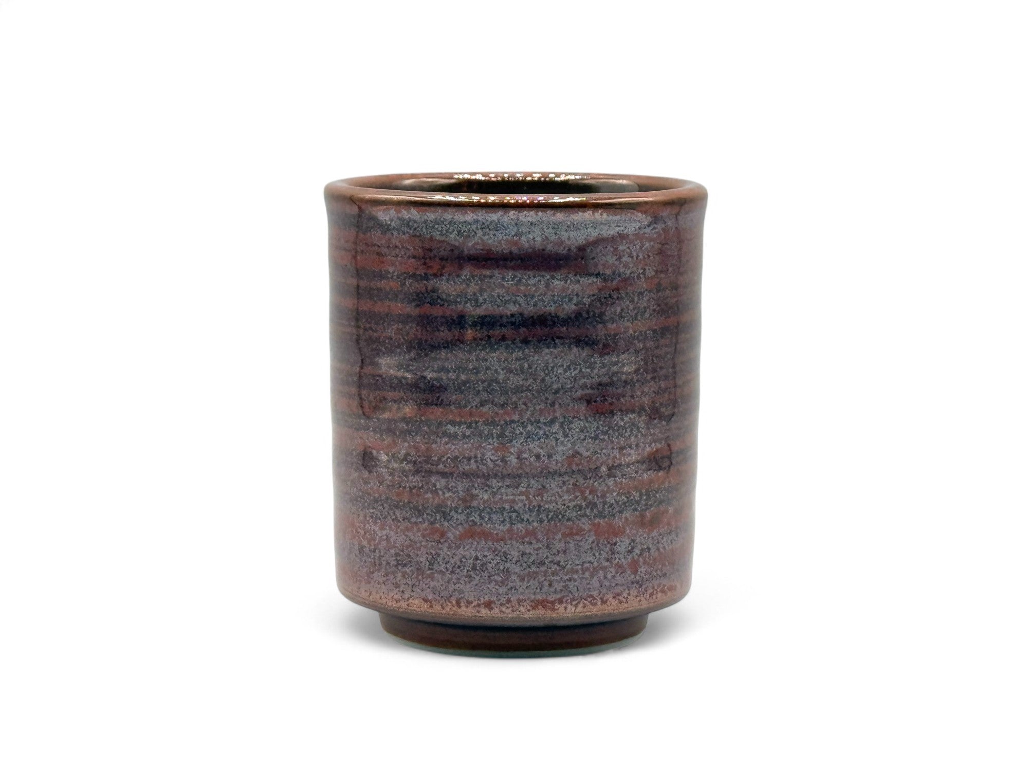 Tessha Iron Red Oki Mino-yaki Yunomi - Japanese Teacup