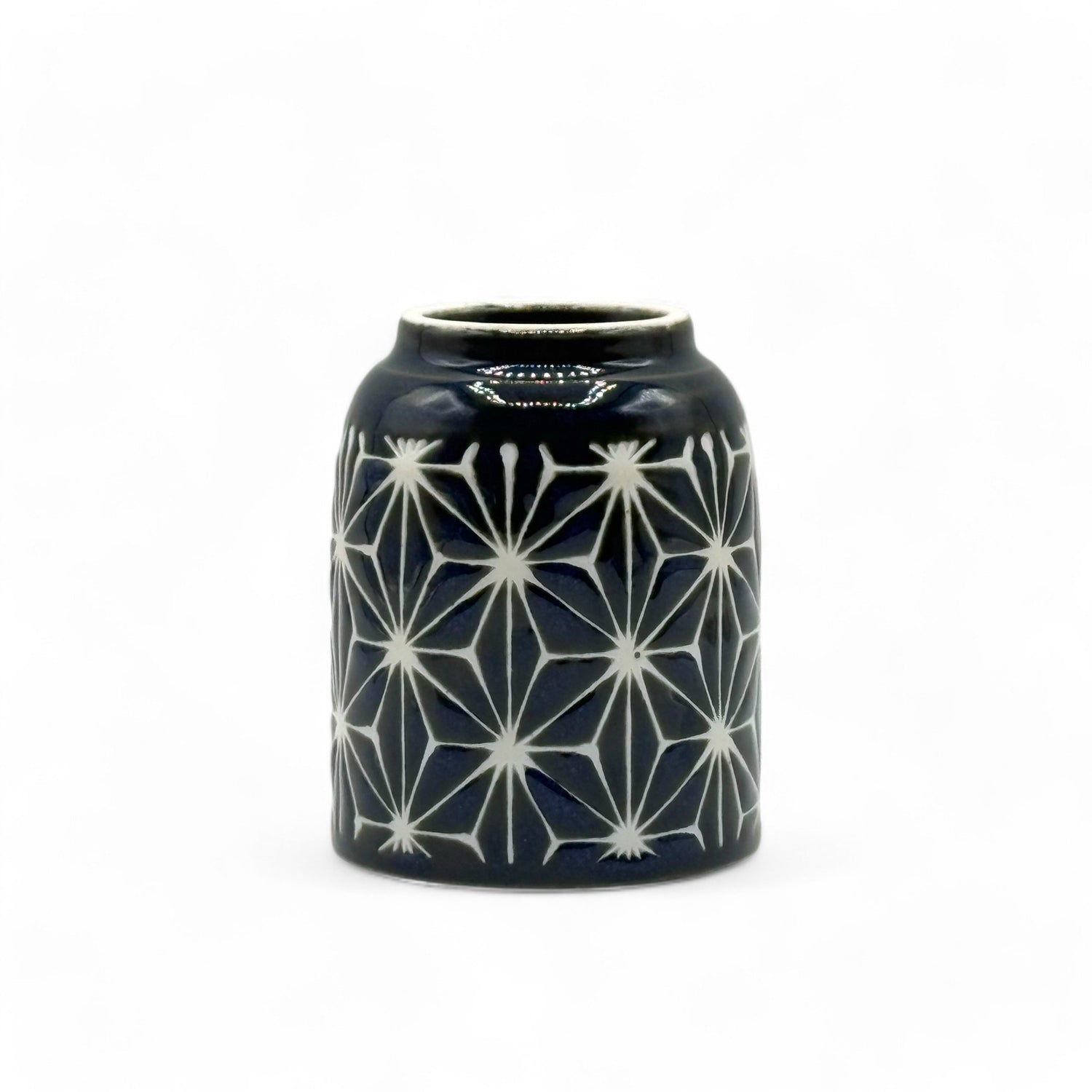 Asanoha Blue Mino-yaki Yunomi by Mifu - Japanese Teacup