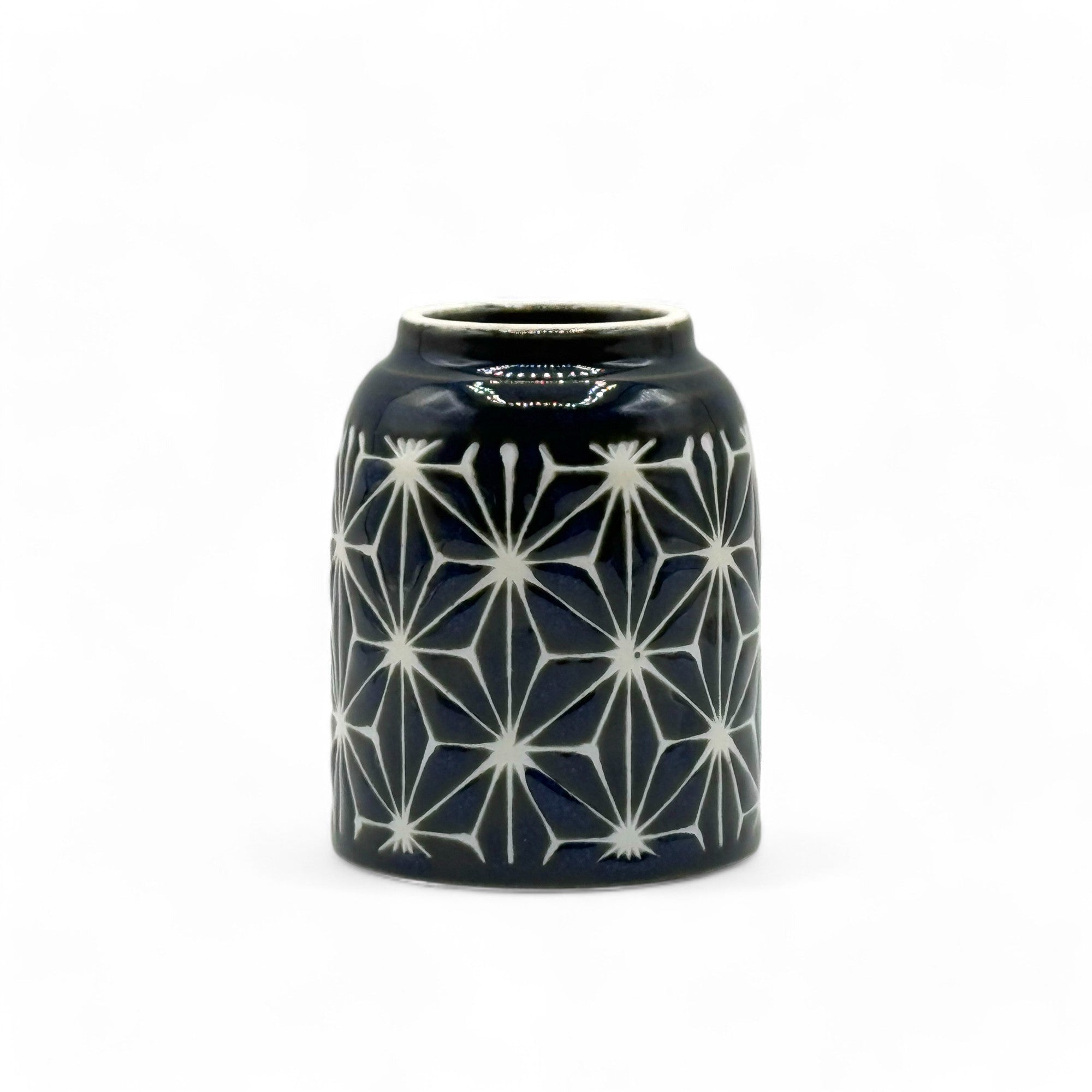 Asanoha Blue Mino-yaki Yunomi by Mifu - Japanese Teacup