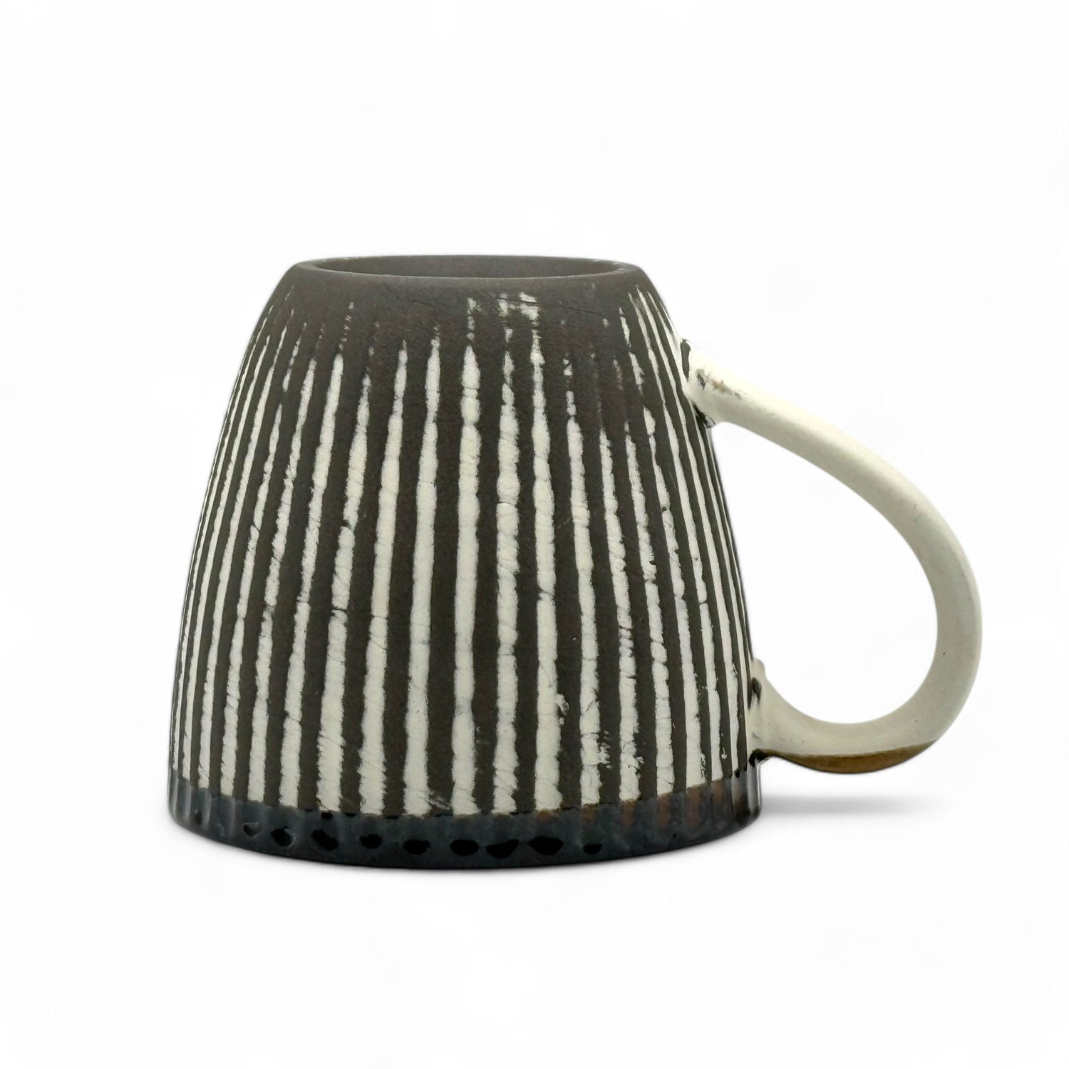 Kesho White Black Stripe Mino-yaki Mug by Tangfeng - Japanese Tea Mug