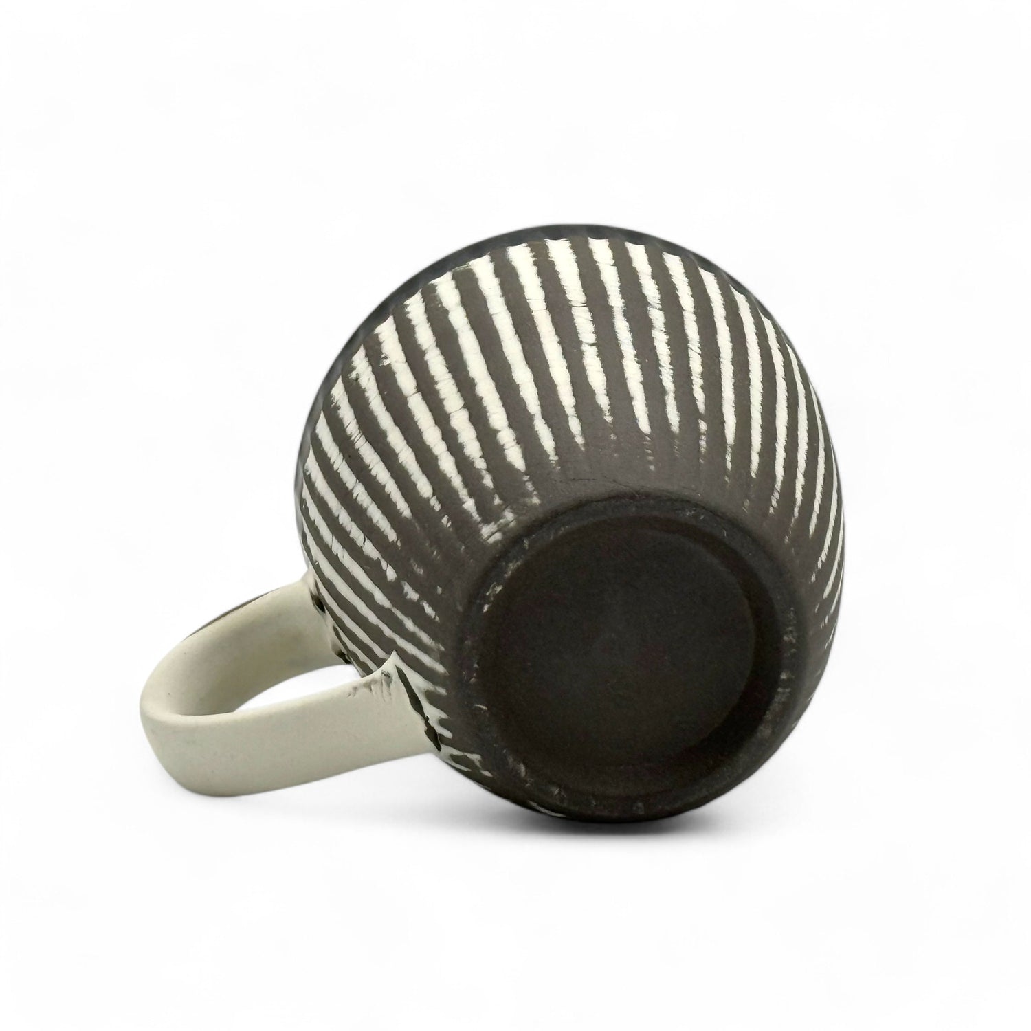 Kesho White Black Stripe Mino-yaki Mug by Tangfeng - Japanese Tea Mug