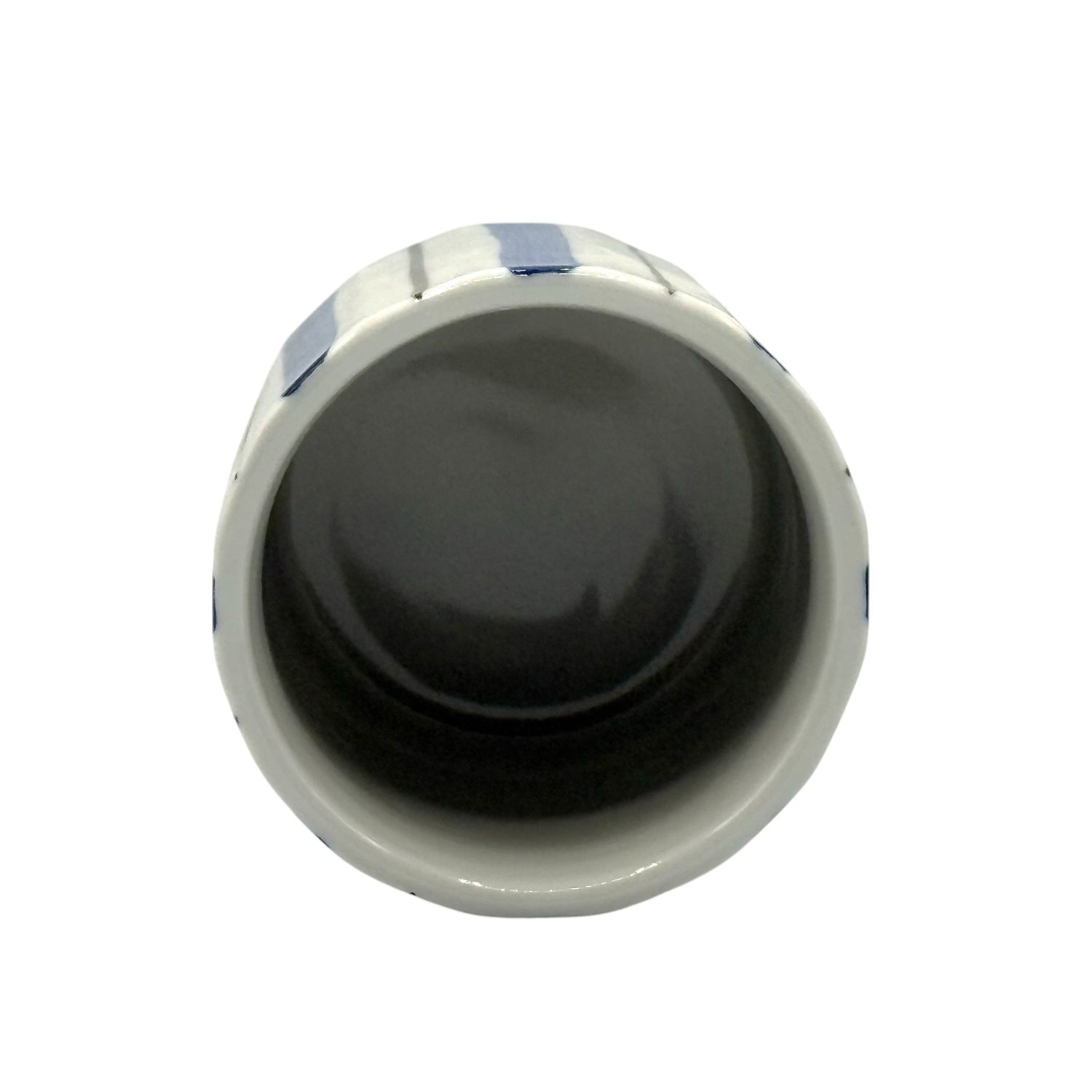 Minami Tokusa Stripe White Mino-yaki Yunomi - Japanese Teacup