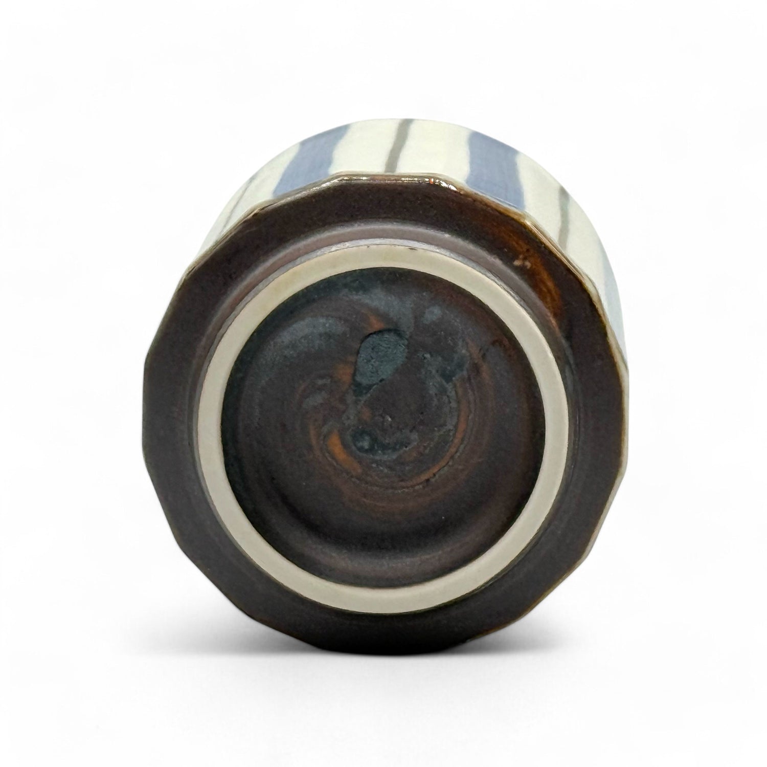 Minami Tokusa Stripe White Mino-yaki Yunomi - Japanese Teacup