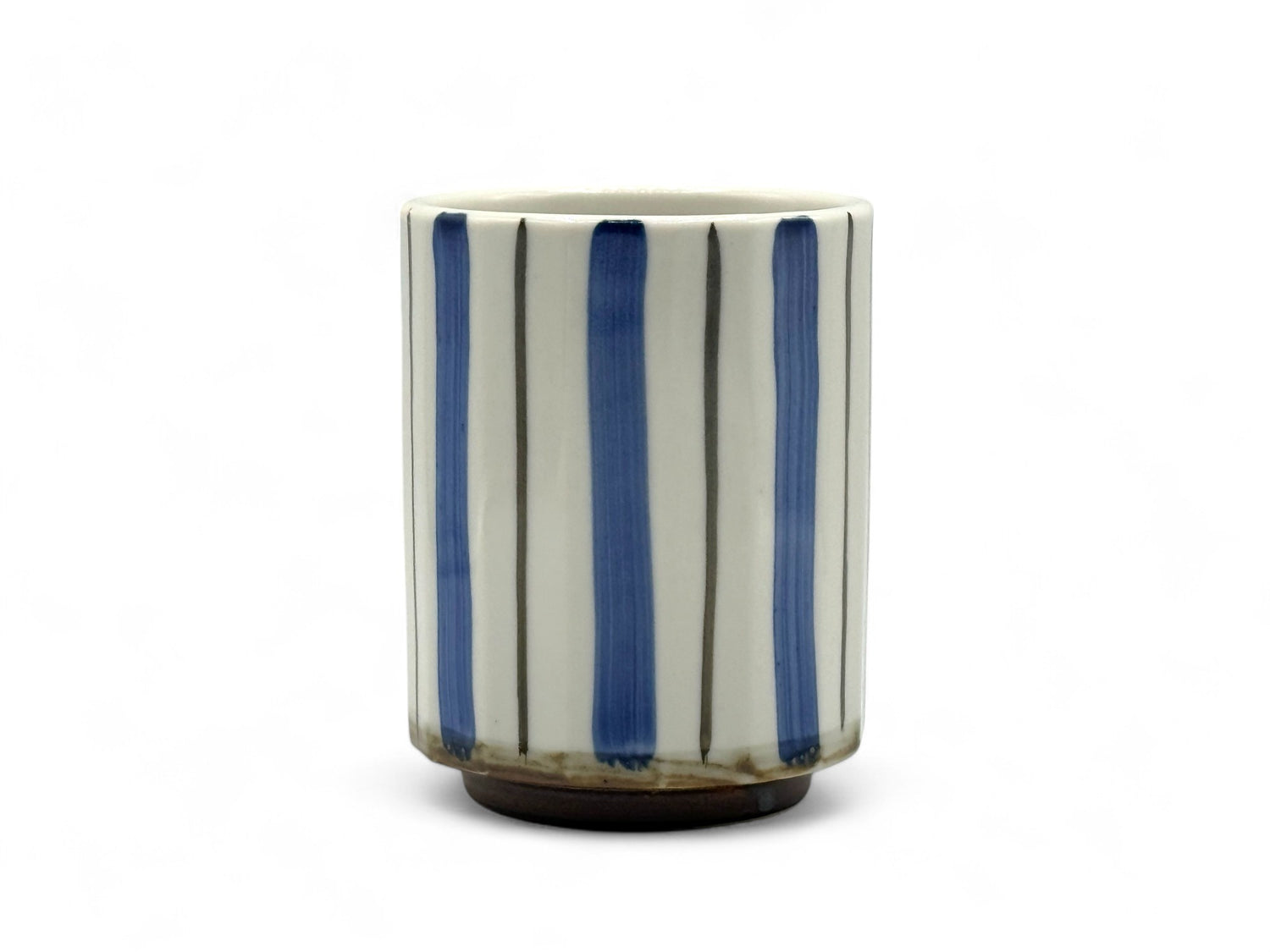 Minami Tokusa Stripe White Mino-yaki Yunomi - Japanese Teacup