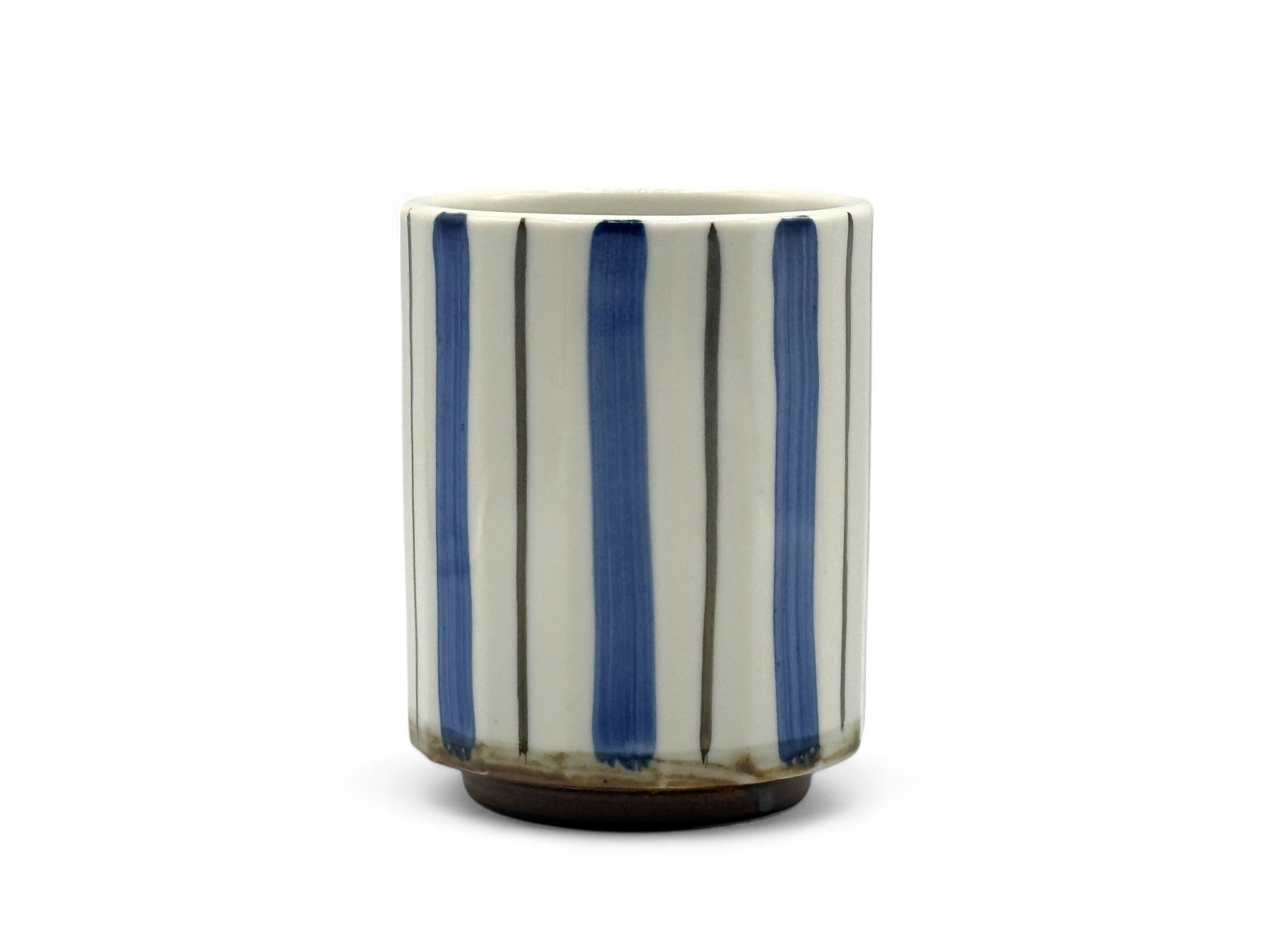 Minami Tokusa Stripe White Mino-yaki Yunomi - Japanese Teacup