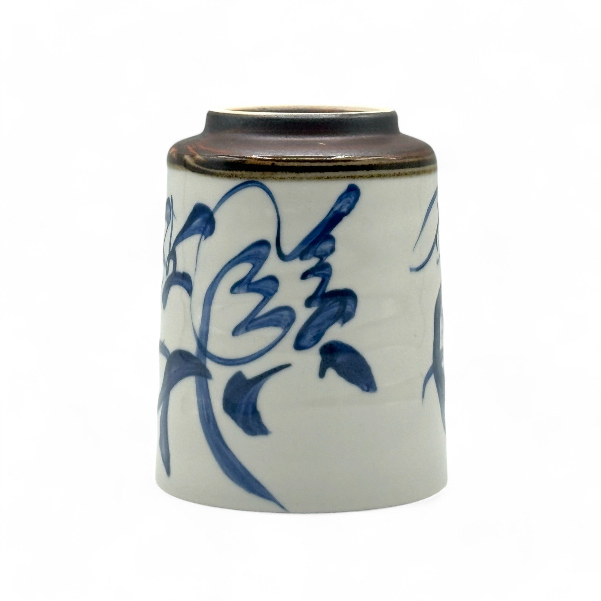 Brushstroke White Mino-yaki Yunomi - Japanese Teacup