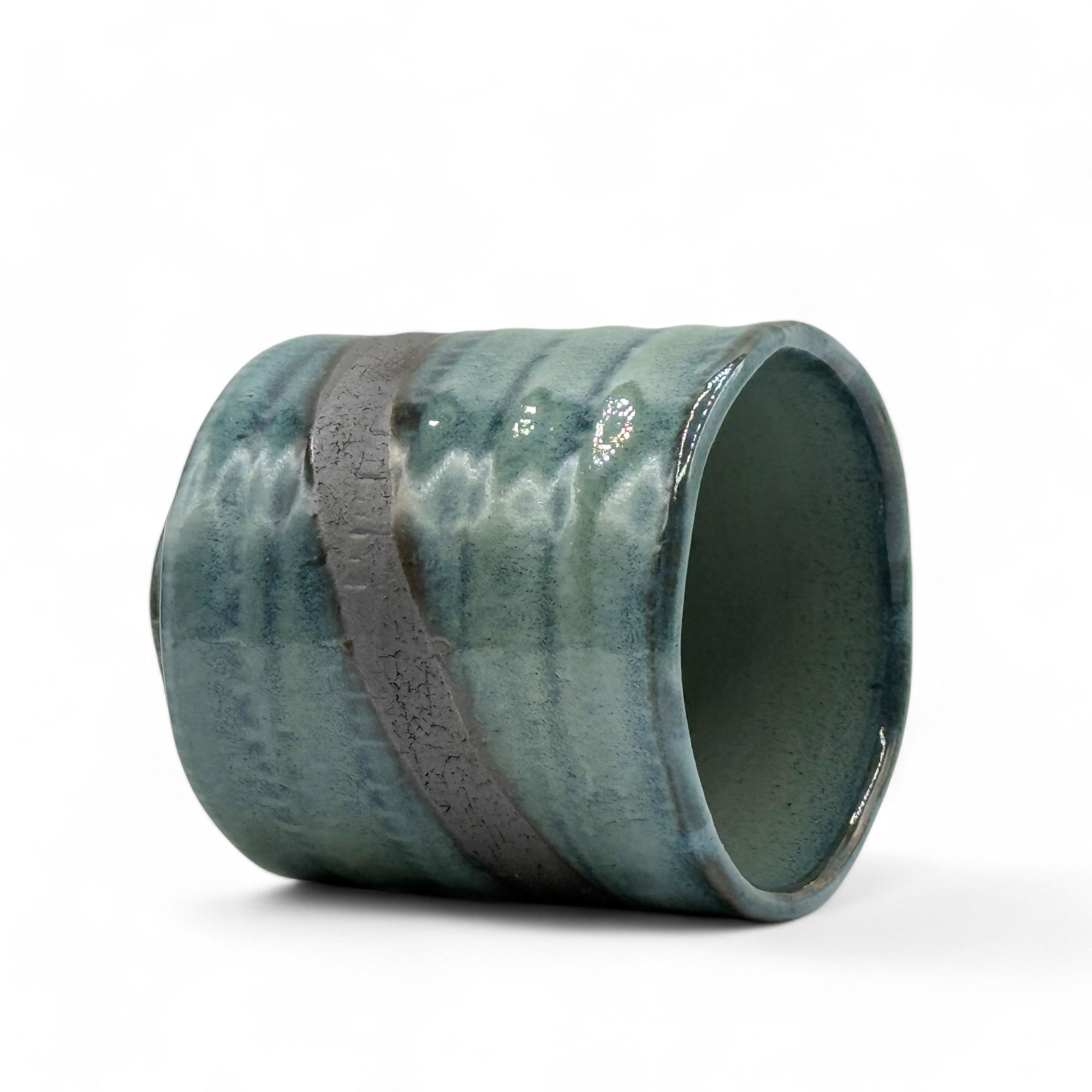 Kin Kama Blue Mino-yaki Yunomi - Japanese Teacup