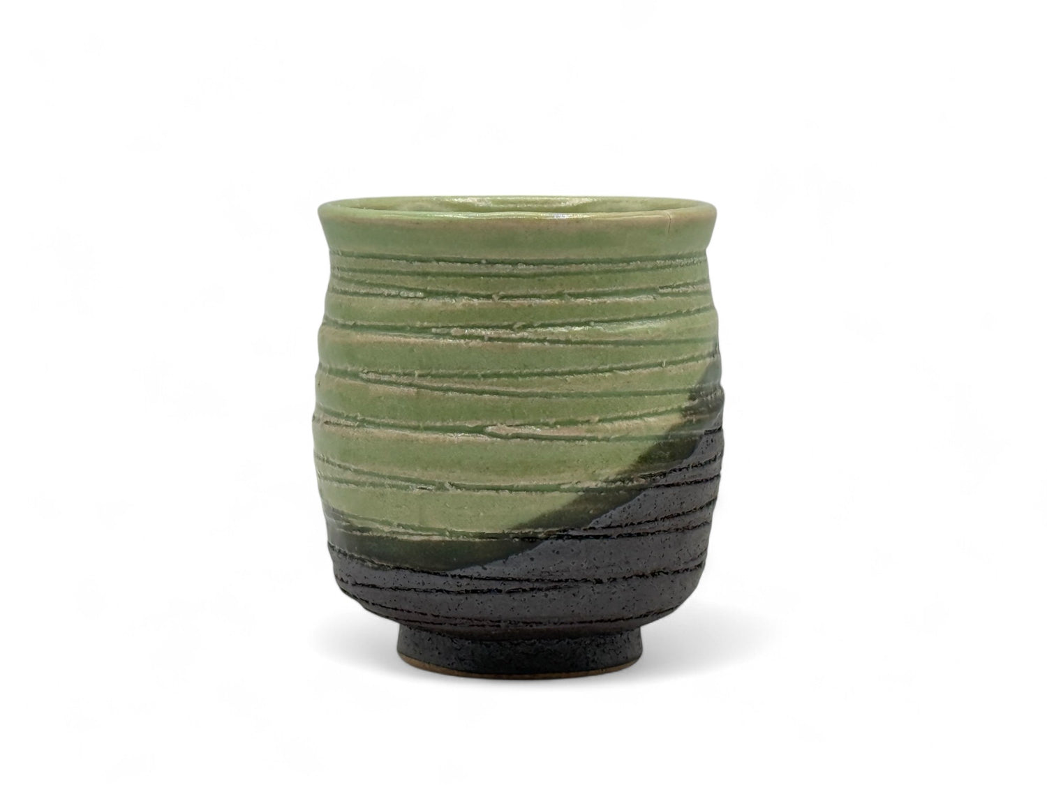 Hangake Hiwa Green Mino-yaki Yunomi - Japanese Teacup