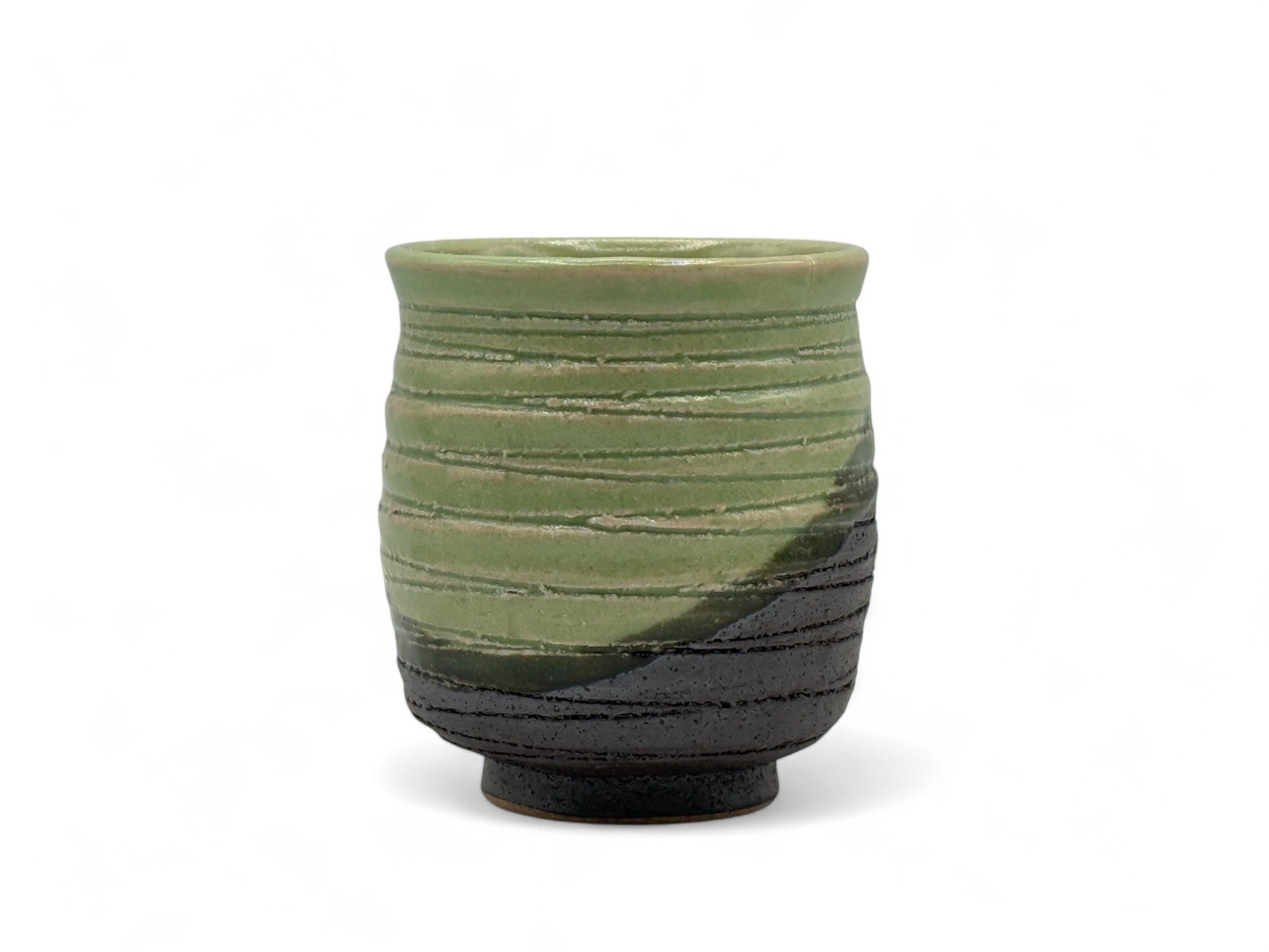 Hangake Hiwa Green Mino-yaki Yunomi - Japanese Teacup
