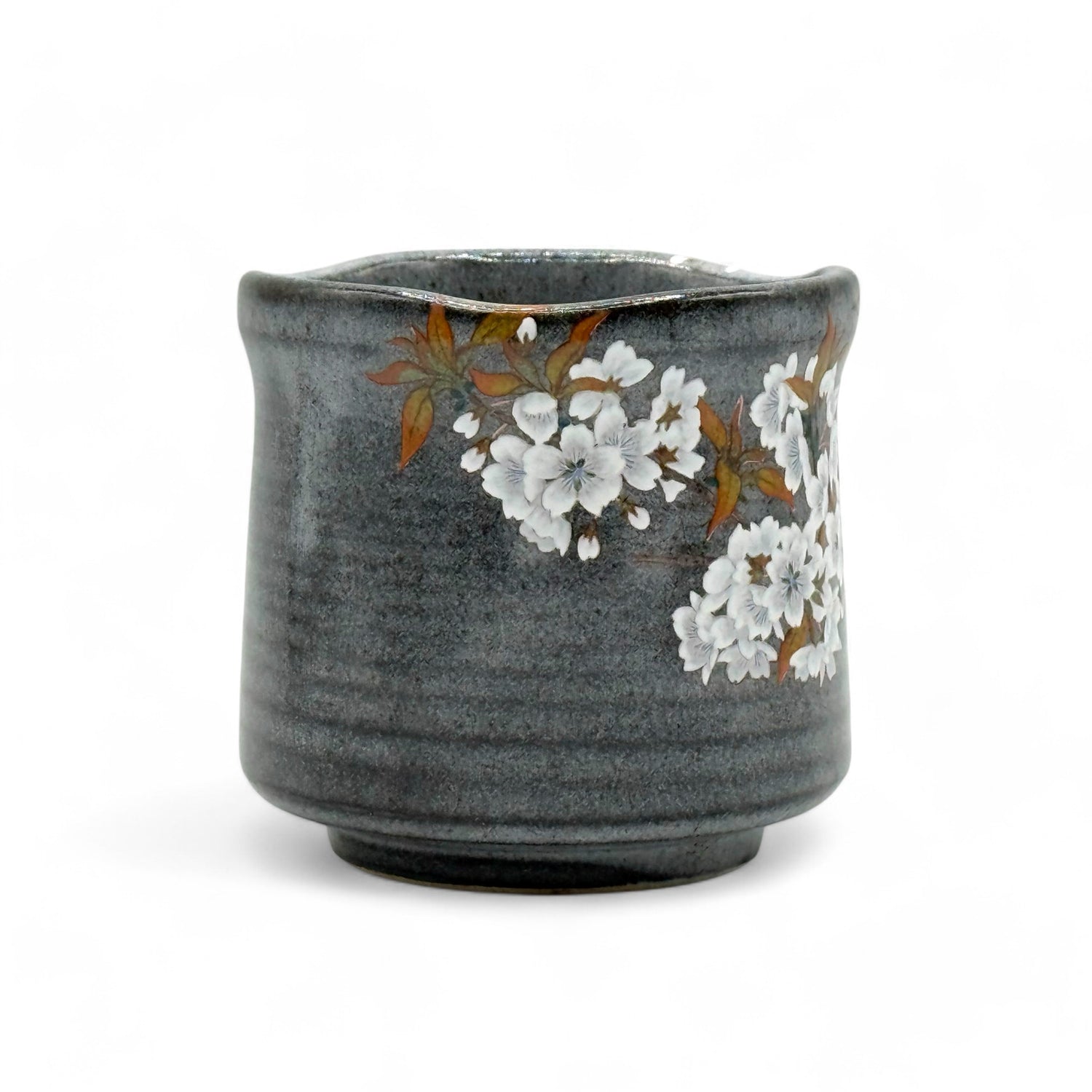 Yamazakura Tori Gray Kutani-yaki Yunomi- Japanese Teacup