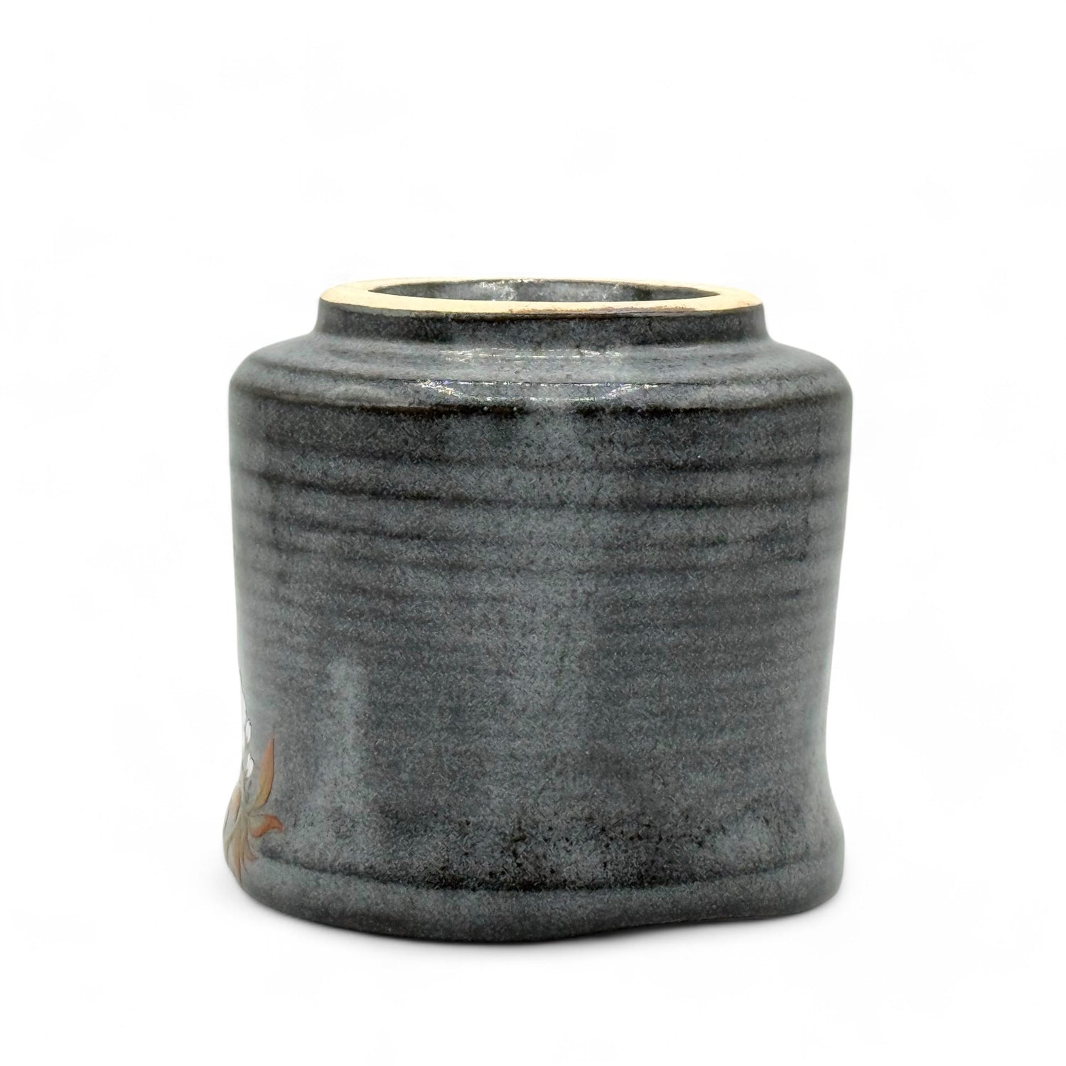 Yamazakura Tori Gray Kutani-yaki Yunomi- Japanese Teacup