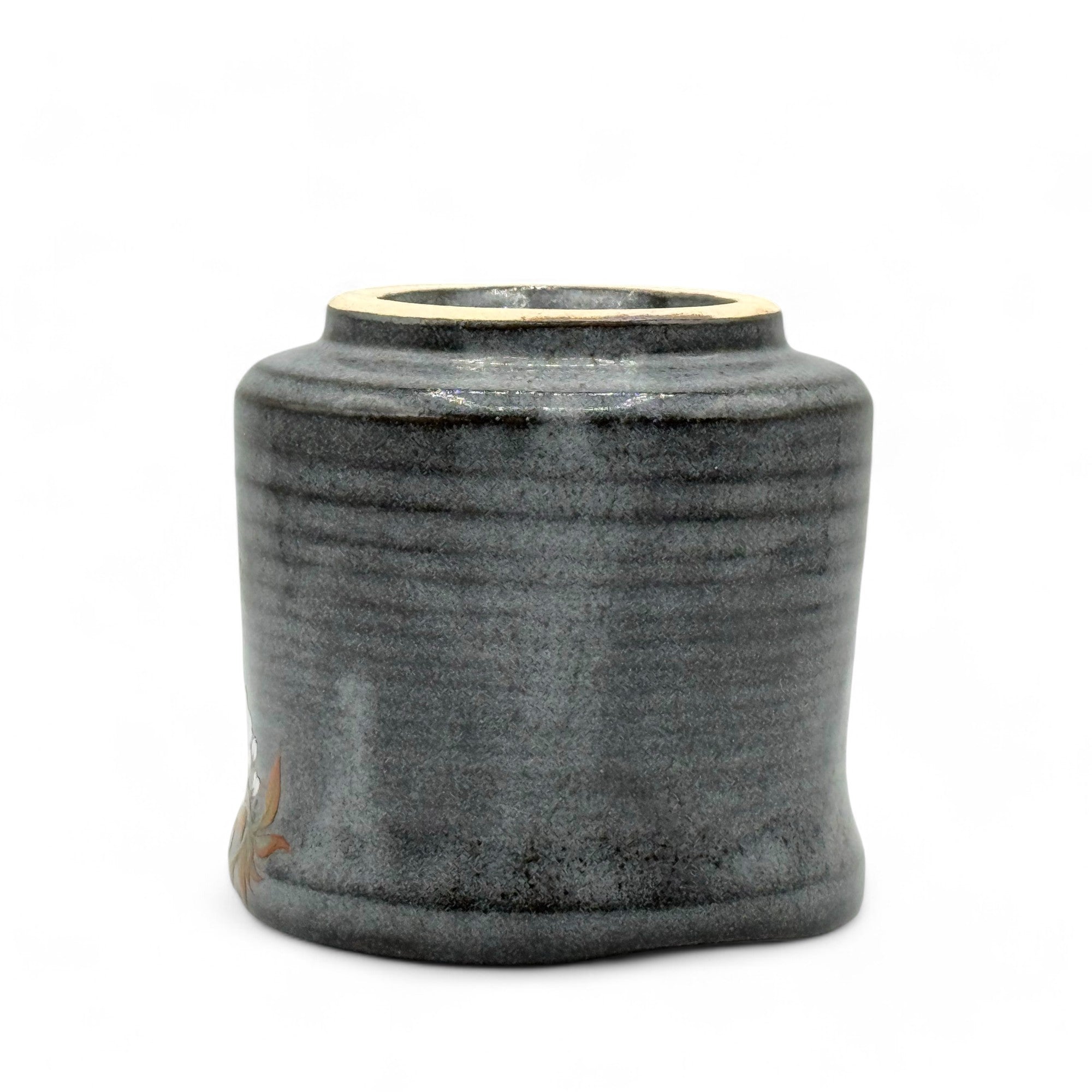 Yamazakura Tori Gray Kutani-yaki Yunomi- Japanese Teacup