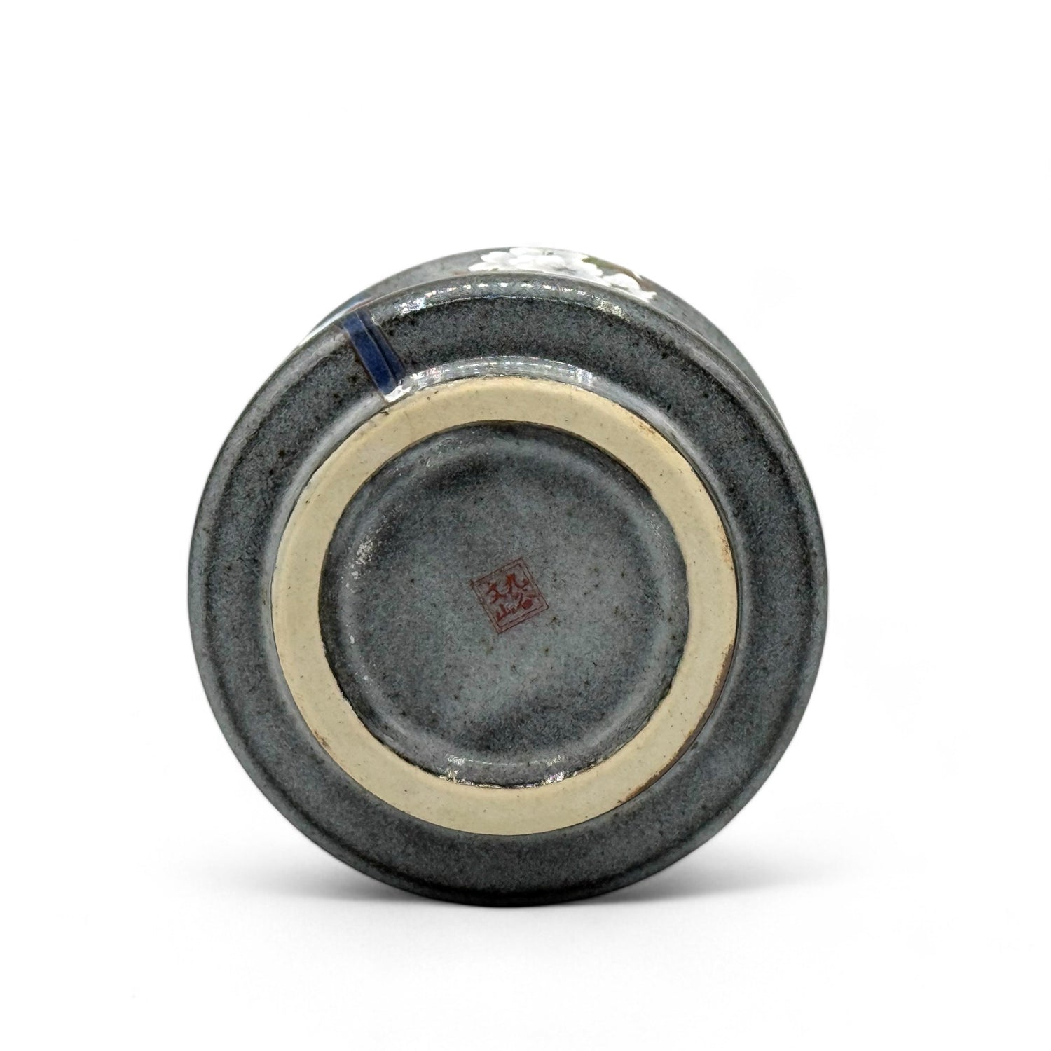 Yamazakura Tori Gray Kutani-yaki Yunomi- Japanese Teacup