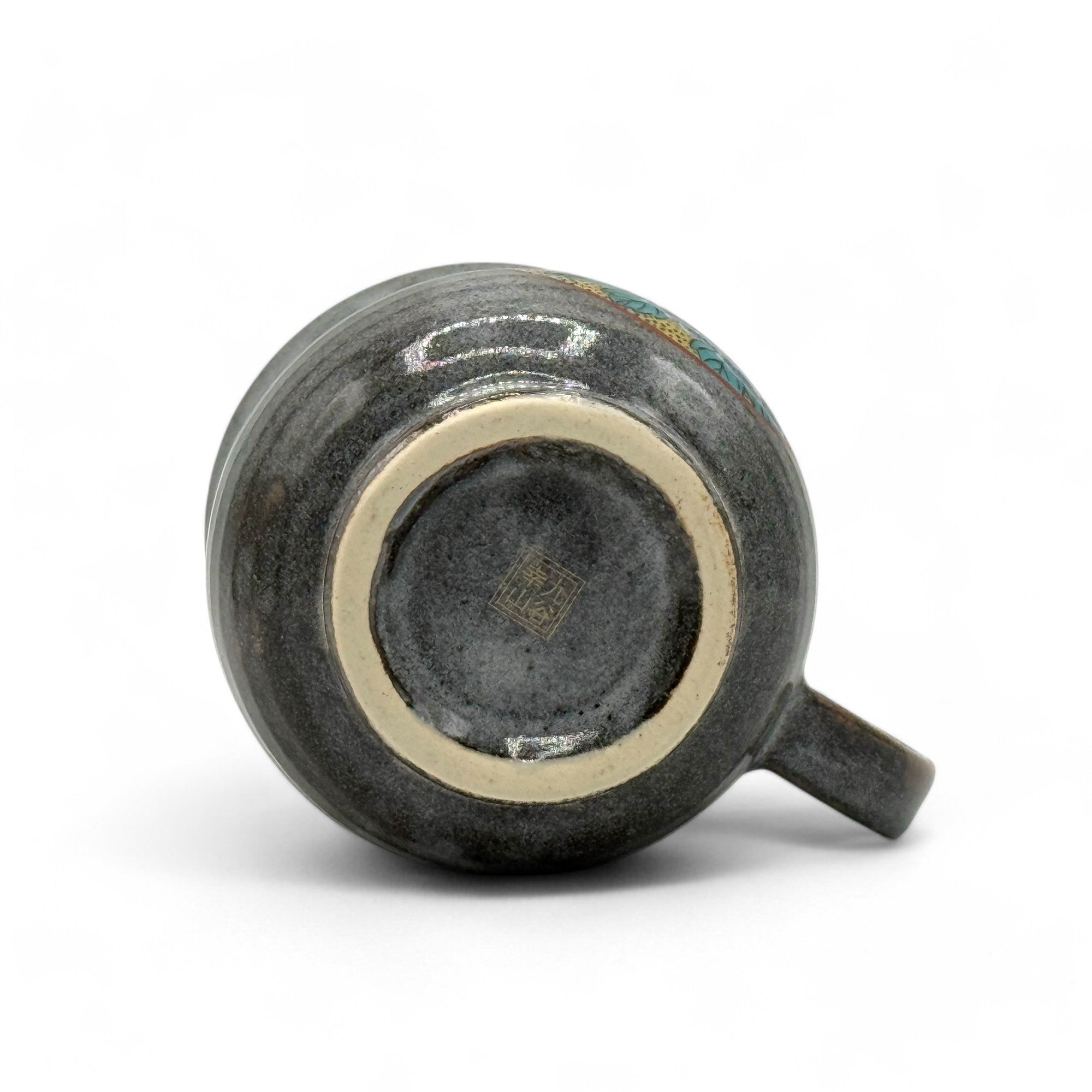 Yoshitaya Botan Gray Kutani-yaki Mug- Japanese Tea Mug