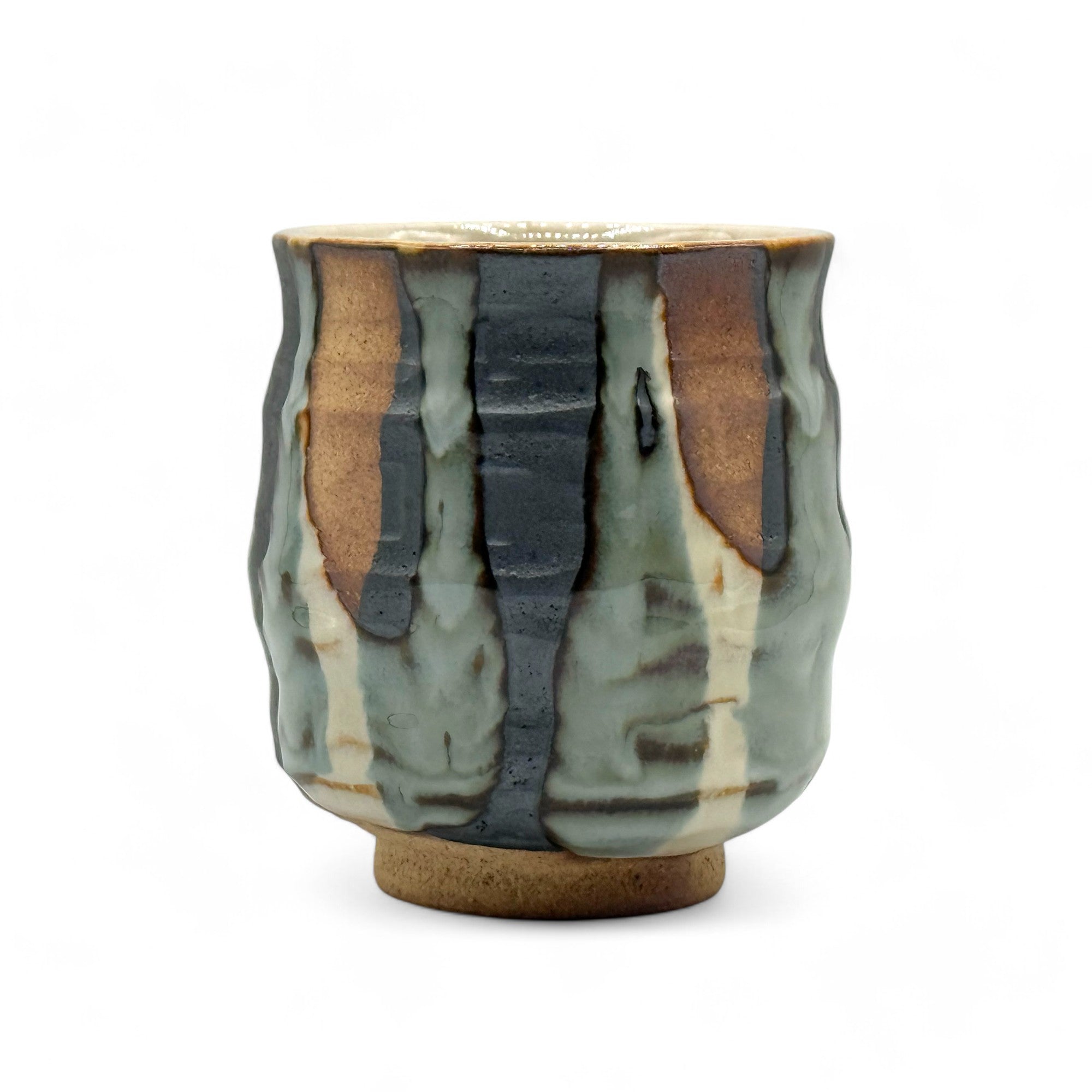 Suna Mozaiku Brown Mino-yaki Yunomi by Kimura - Japanese Teacup