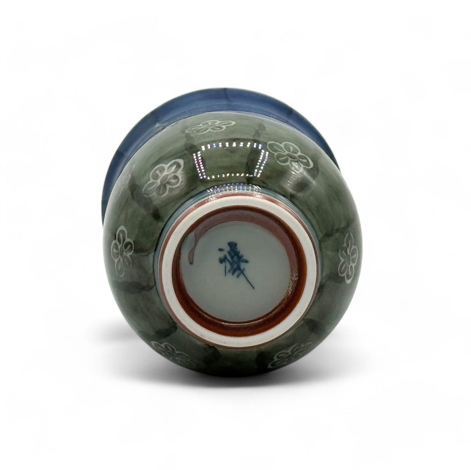 Shigashi Ume Blue Hasami-yaki Yunomi - Japanese Teacup