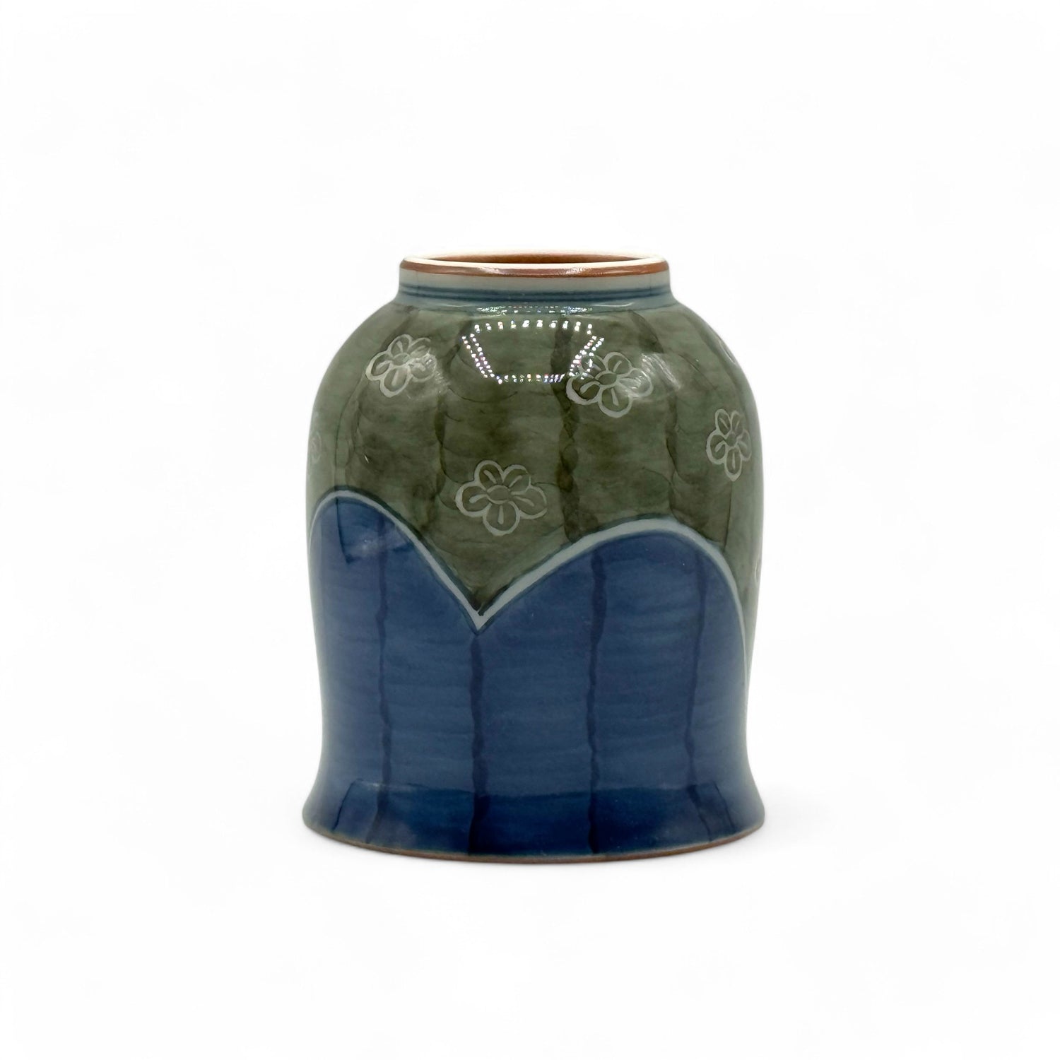 Shigashi Ume Blue Hasami-yaki Yunomi - Japanese Teacup