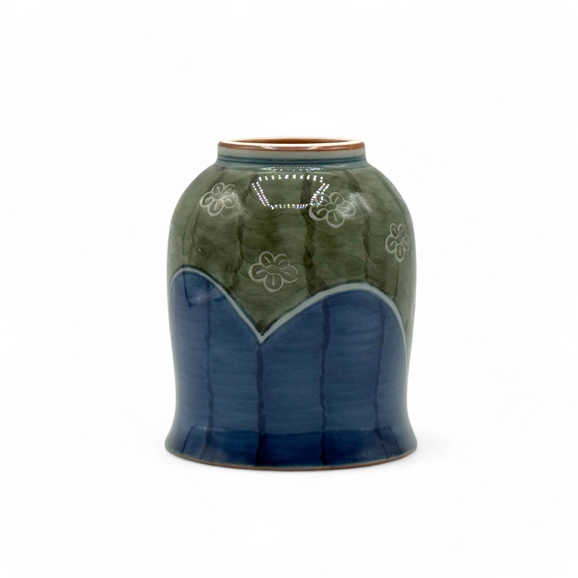 Shigashi Ume Blue Hasami-yaki Yunomi - Japanese Teacup