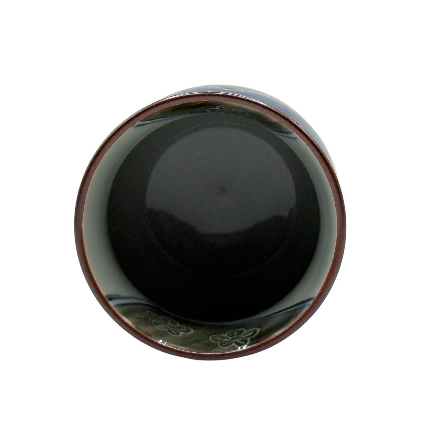 Shigashi Ume Blue Hasami-yaki Yunomi - Japanese Teacup