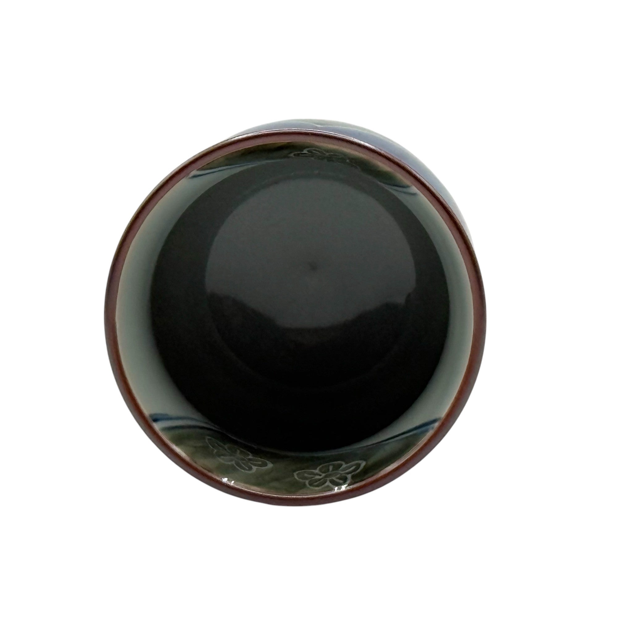 Shigashi Ume Blue Hasami-yaki Yunomi - Japanese Teacup