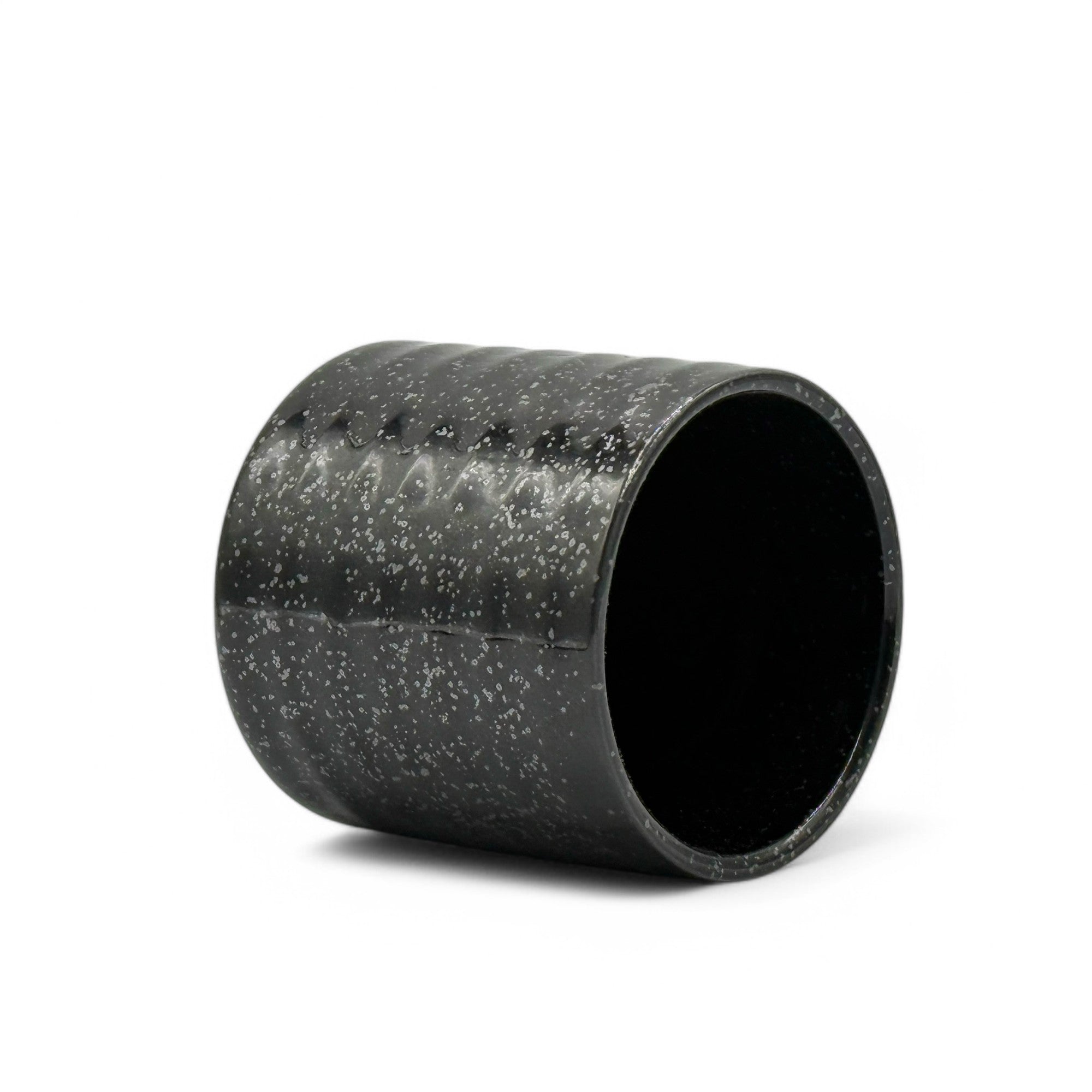 Yuzen Hana Flower Black Mino-yaki Wide Yunomi - Japanese Teacup