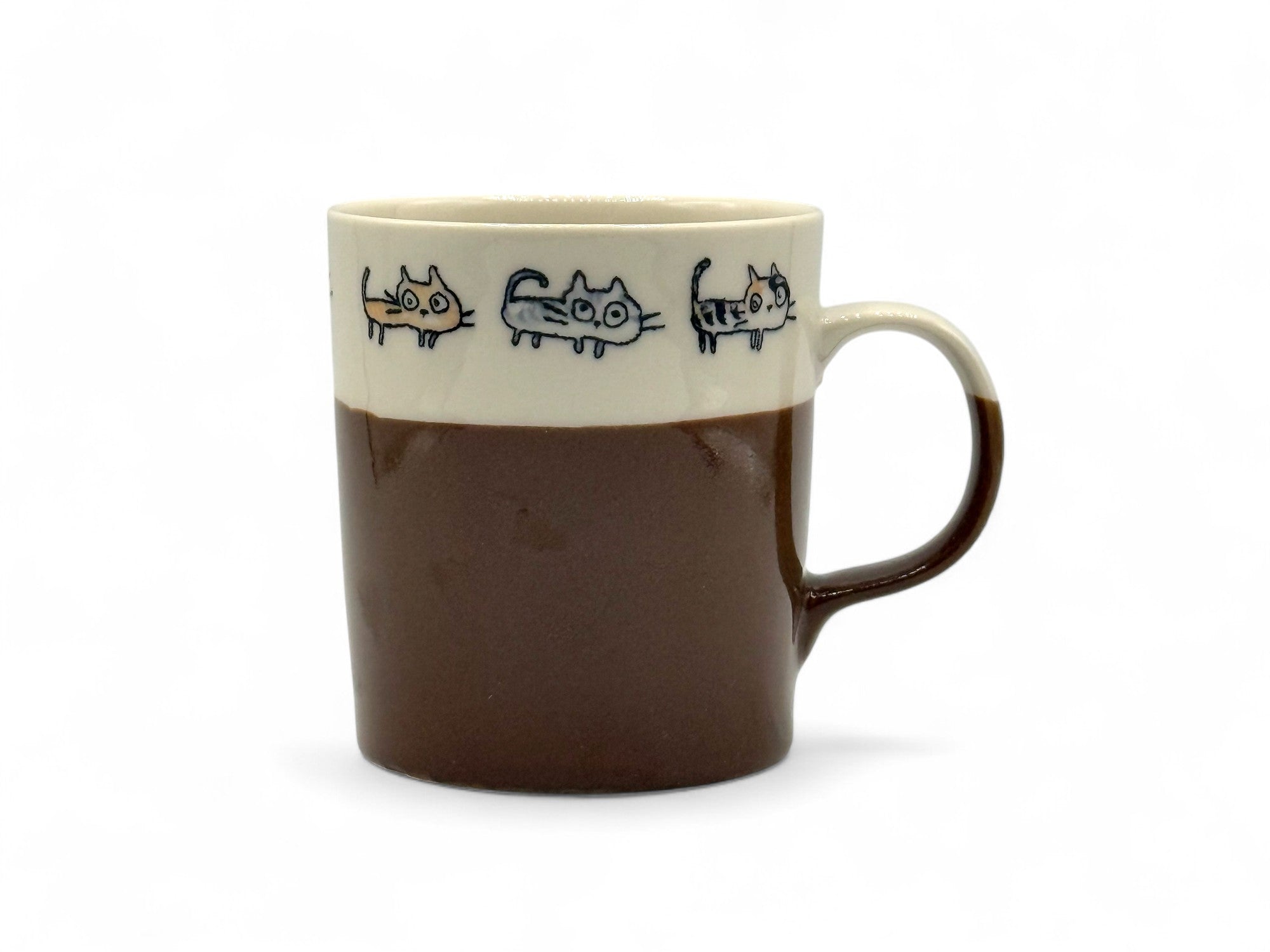 Neko Cat Kazoku Brown Lightweight Mug - Japanese Tea Mug
