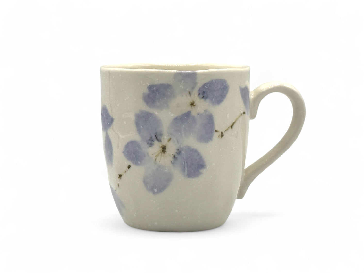 Miyama Cherry White Mino-yaki Mug - Japanese Tea Mug