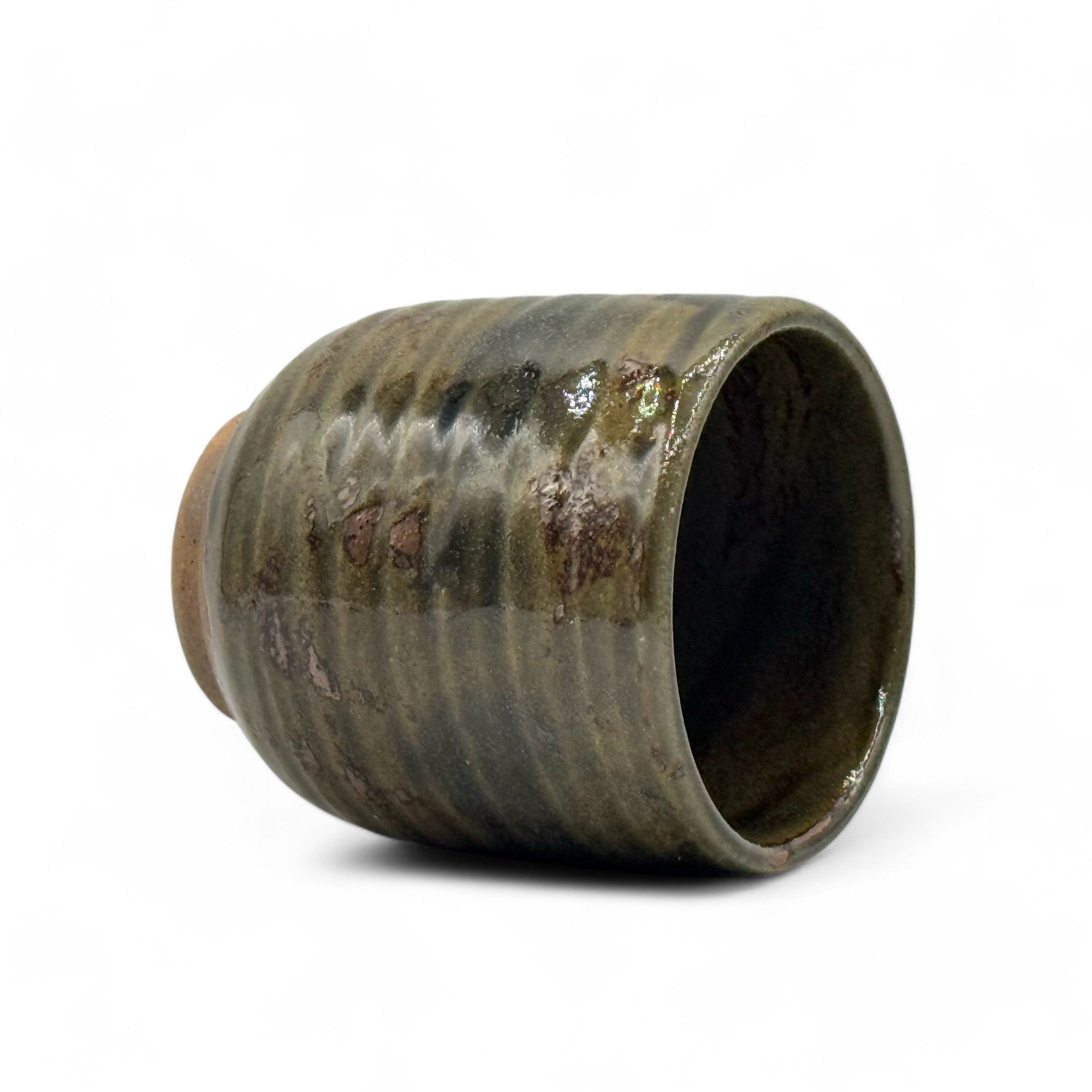 Tataki Green Mino-yaki Yunomi - Japanese Teacup