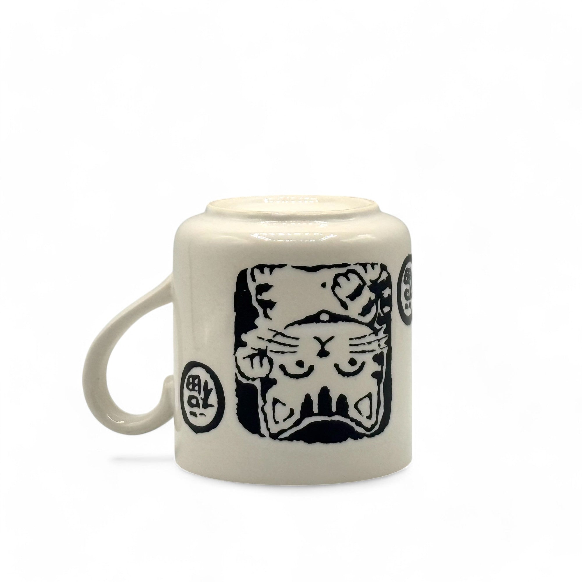 Shukufuku White Neko Cat Mug - Japanese Tea Mug