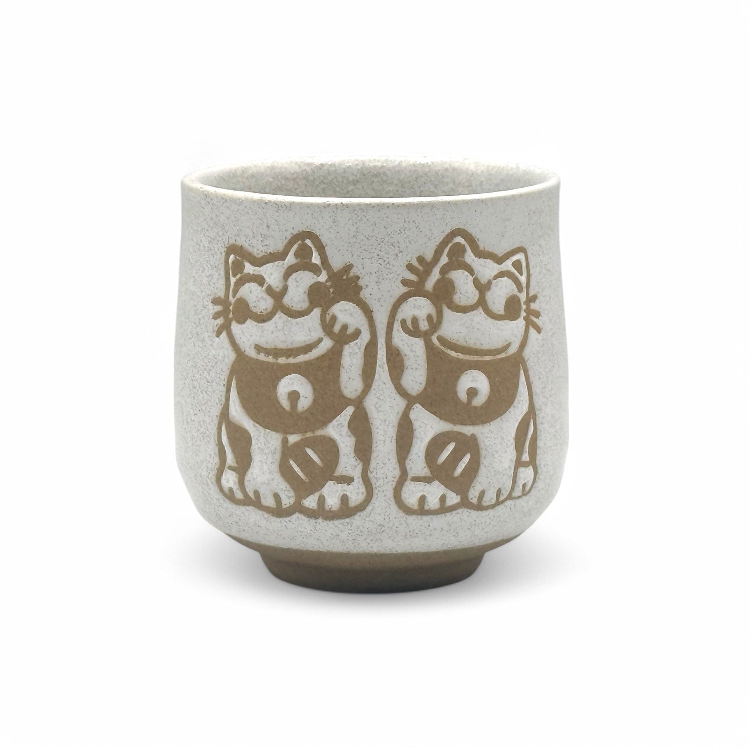 Maneki Neko Lucky Cat Gray Yunomi - Japanese Teacup