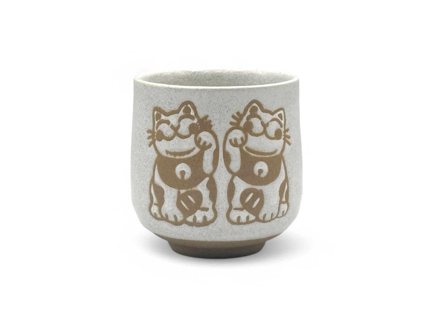 Maneki Neko Lucky Cat Gray Yunomi - Japanese Teacup