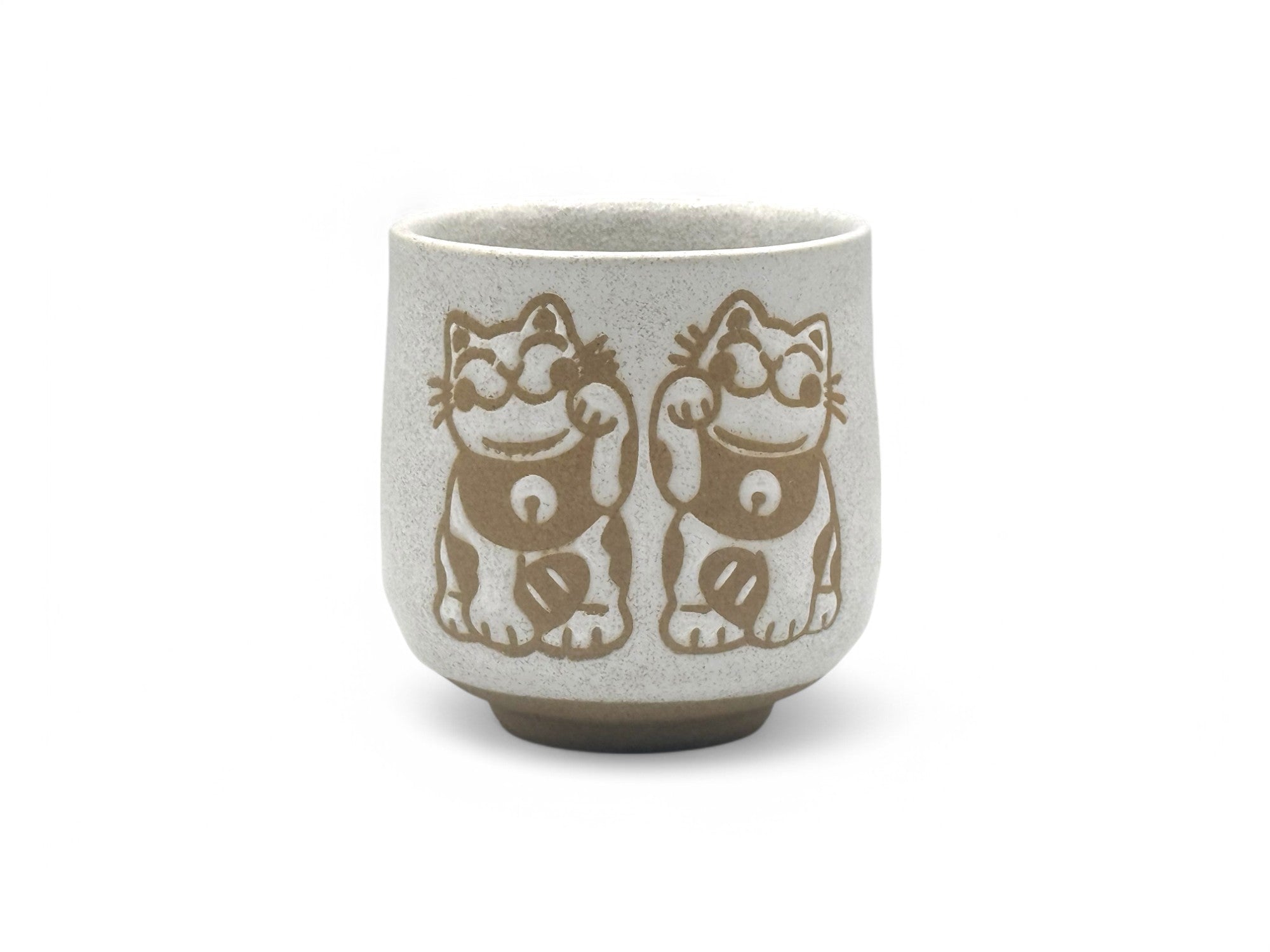 Maneki Neko Lucky Cat Gray Yunomi - Japanese Teacup