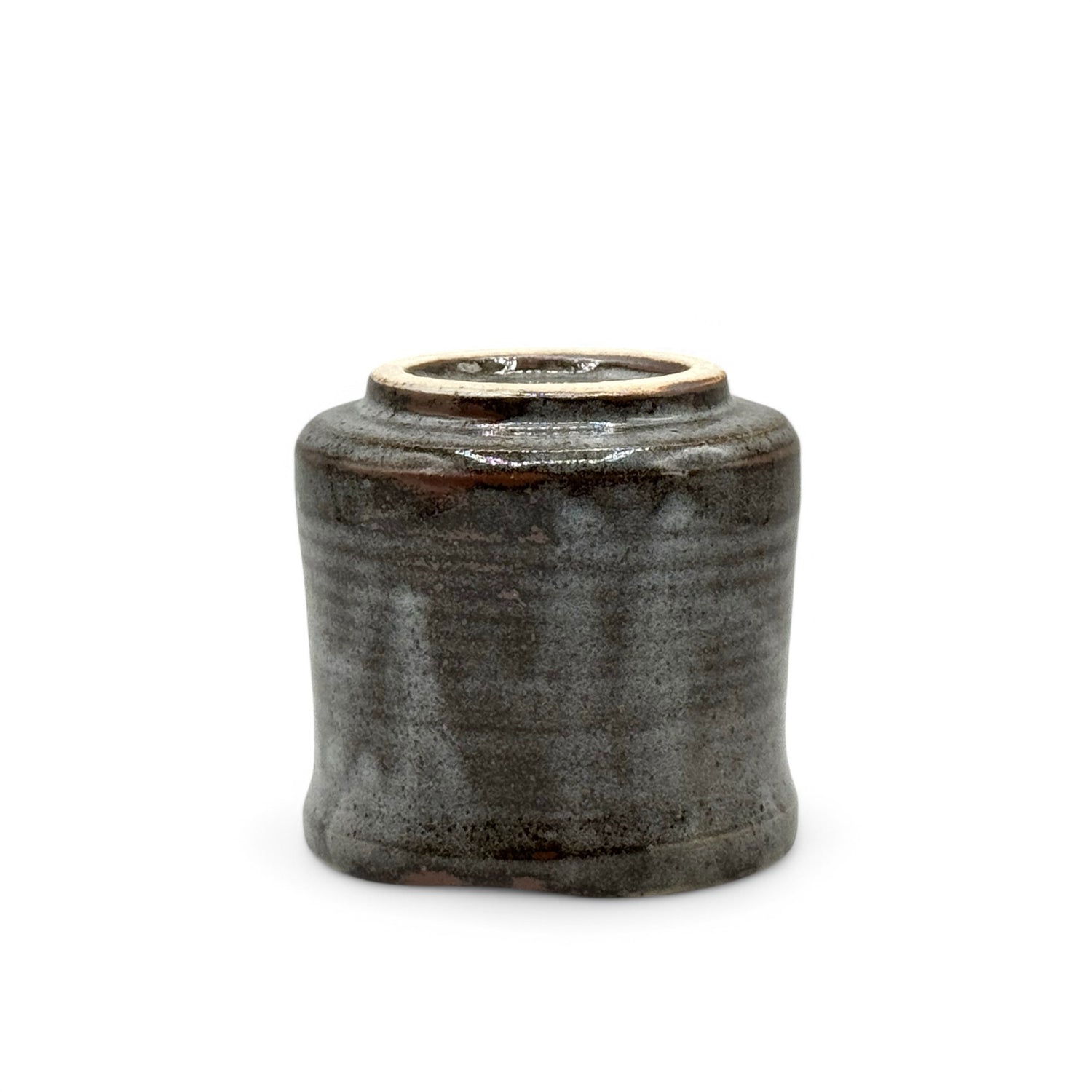 Haru Hana Usagi Rabbit Gray Kutani-yaki Yunomi - Japanese Teacup