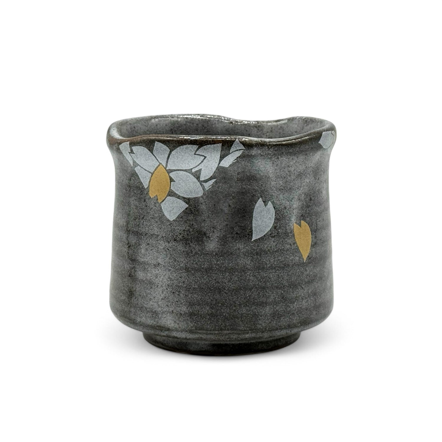 Hanabira Gray Kutani-yaki Yunomi - Japanese Teacup