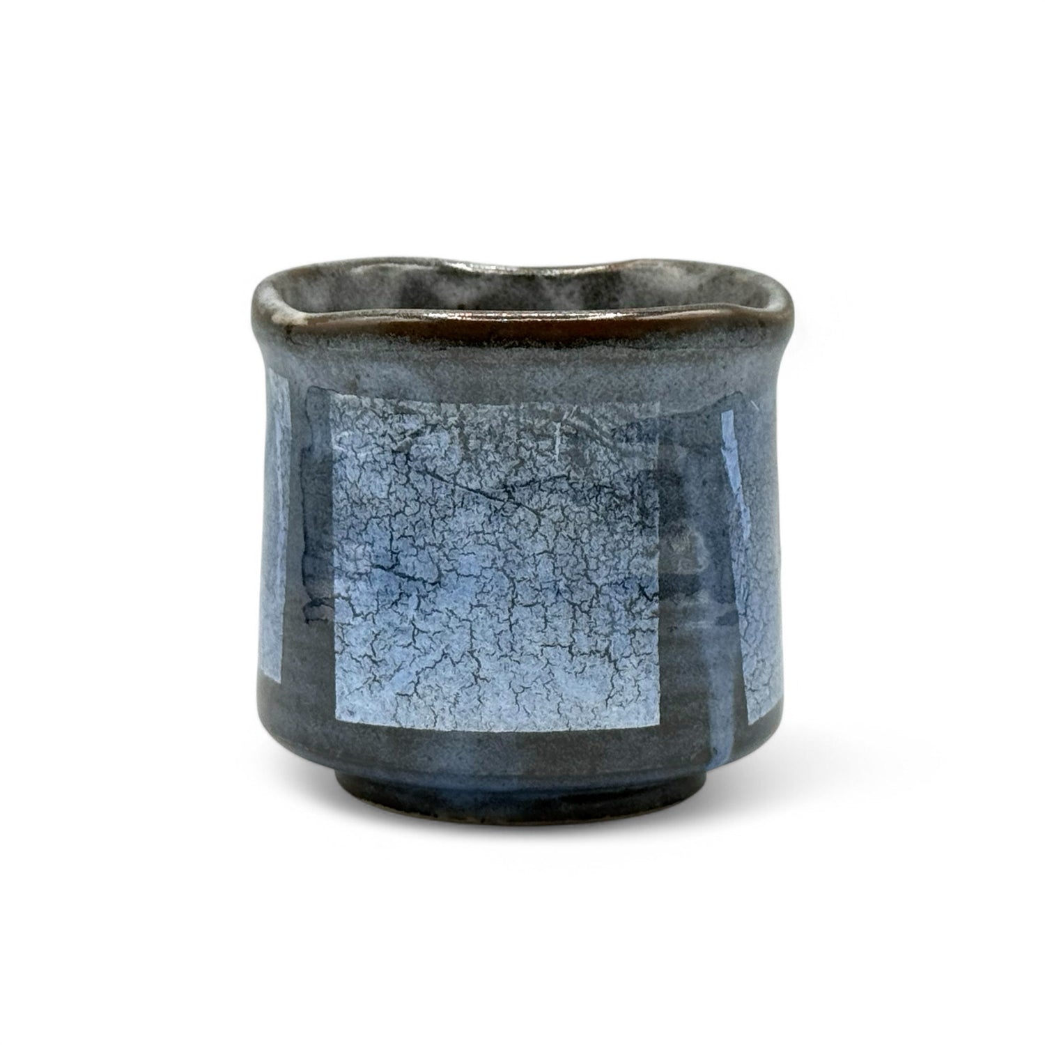 Gin Aya Blue Glaze Gray Kutani-yaki Yunomi - Japanese Teacup