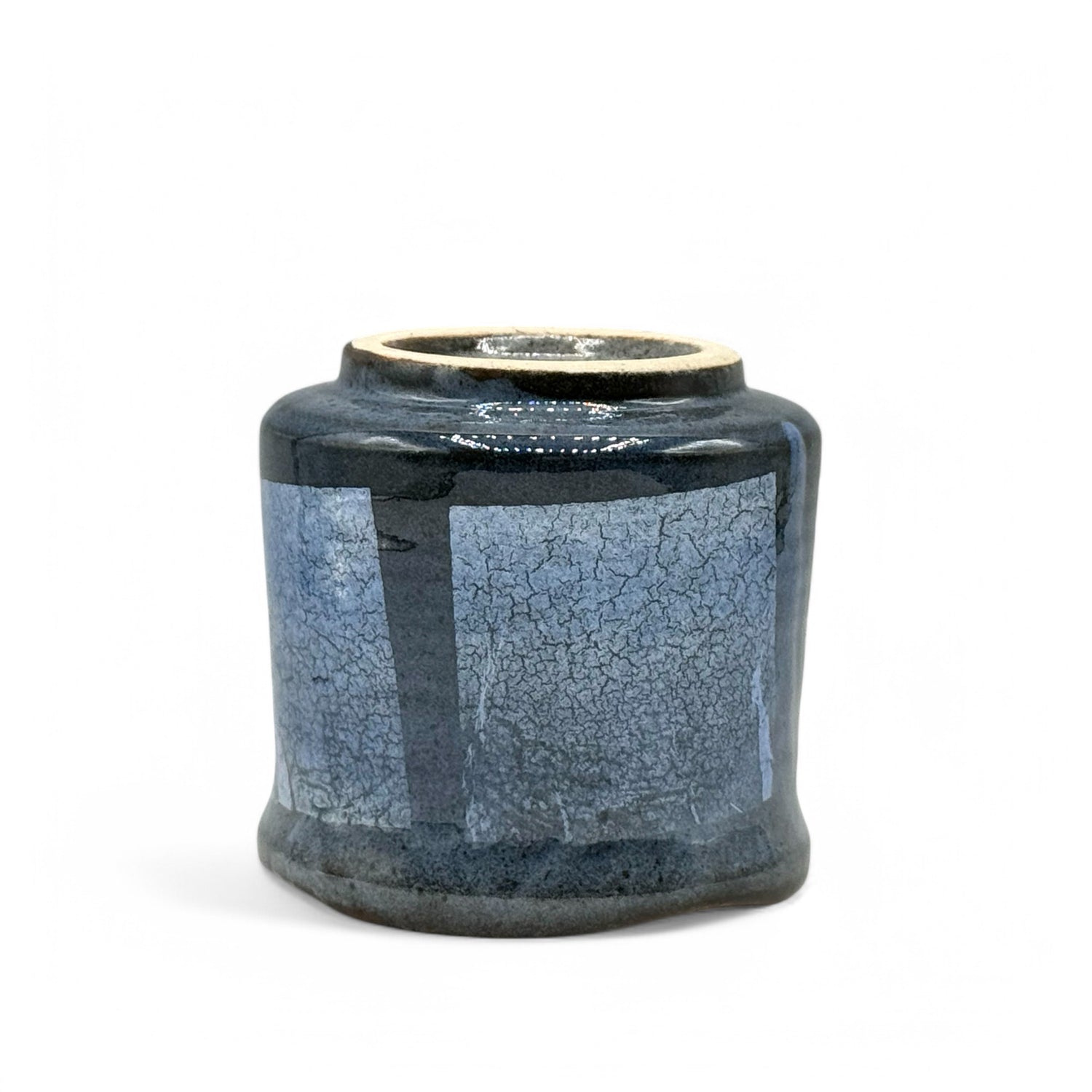 Gin Aya Blue Glaze Gray Kutani-yaki Yunomi - Japanese Teacup