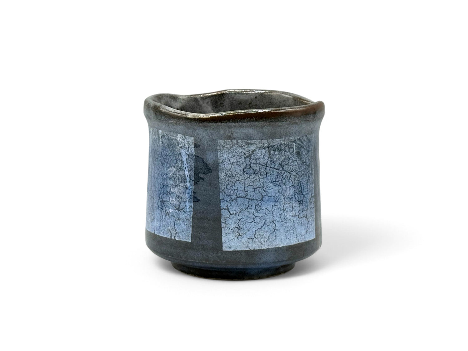 Gin Aya Blue Glaze Gray Kutani-yaki Yunomi - Japanese Teacup