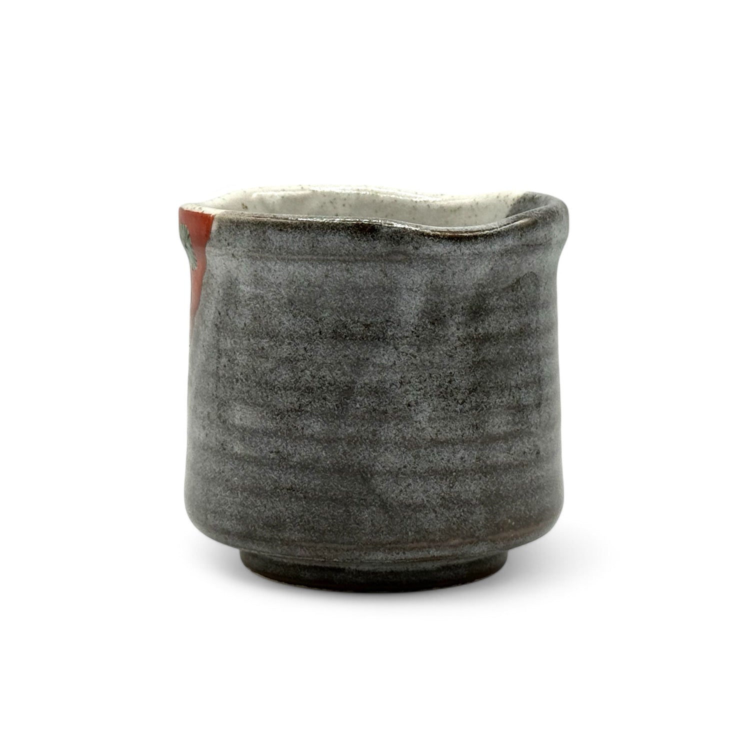 Ki Kome Red Gray Kutani-yaki Yunomi - Japanese Teacup