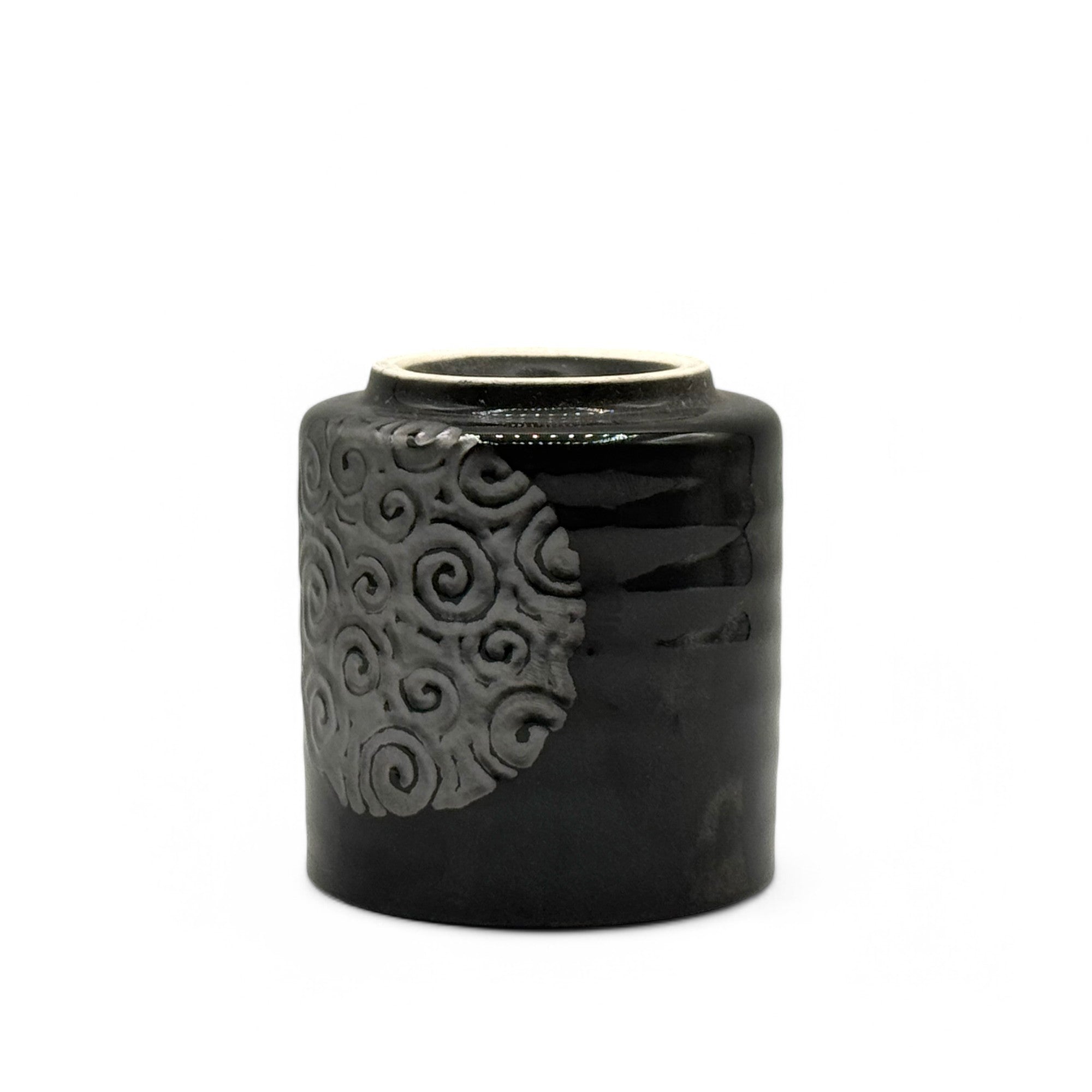 Tenmoku Naruto Black Mino-yaki Yunomi - Japanese Teacup