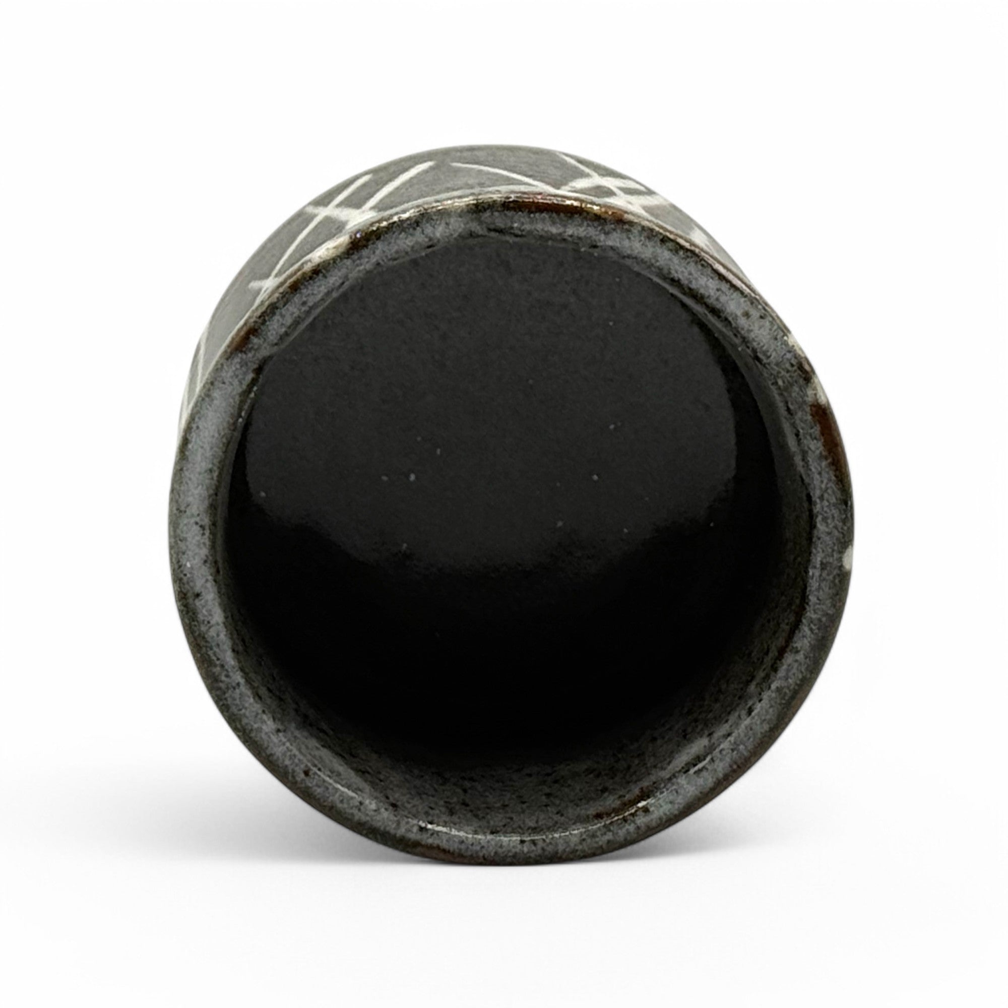 Iguchi Shirakaba Stripe Gray Mino-yaki Yunomi - Japanese Teacup
