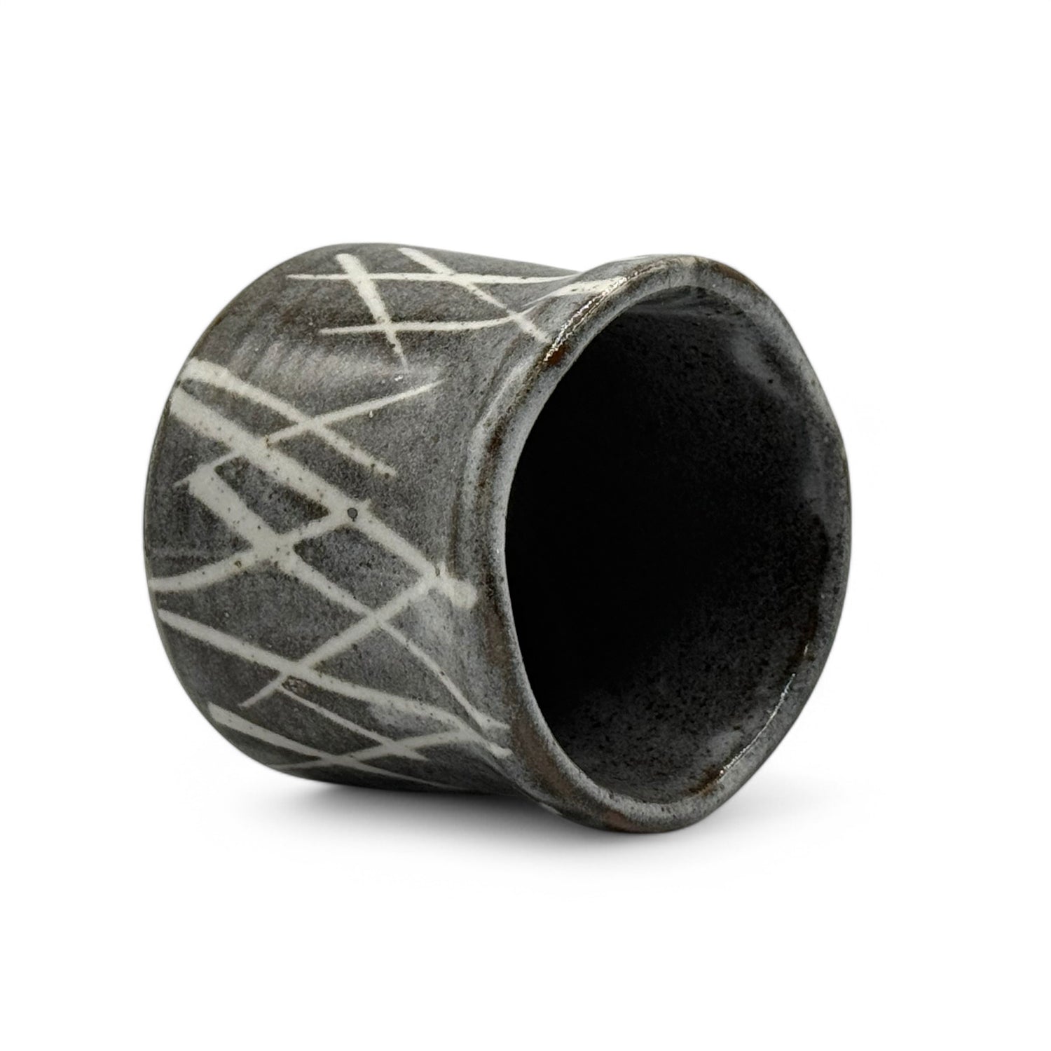 Iguchi Shirakaba Stripe Gray Mino-yaki Yunomi - Japanese Teacup
