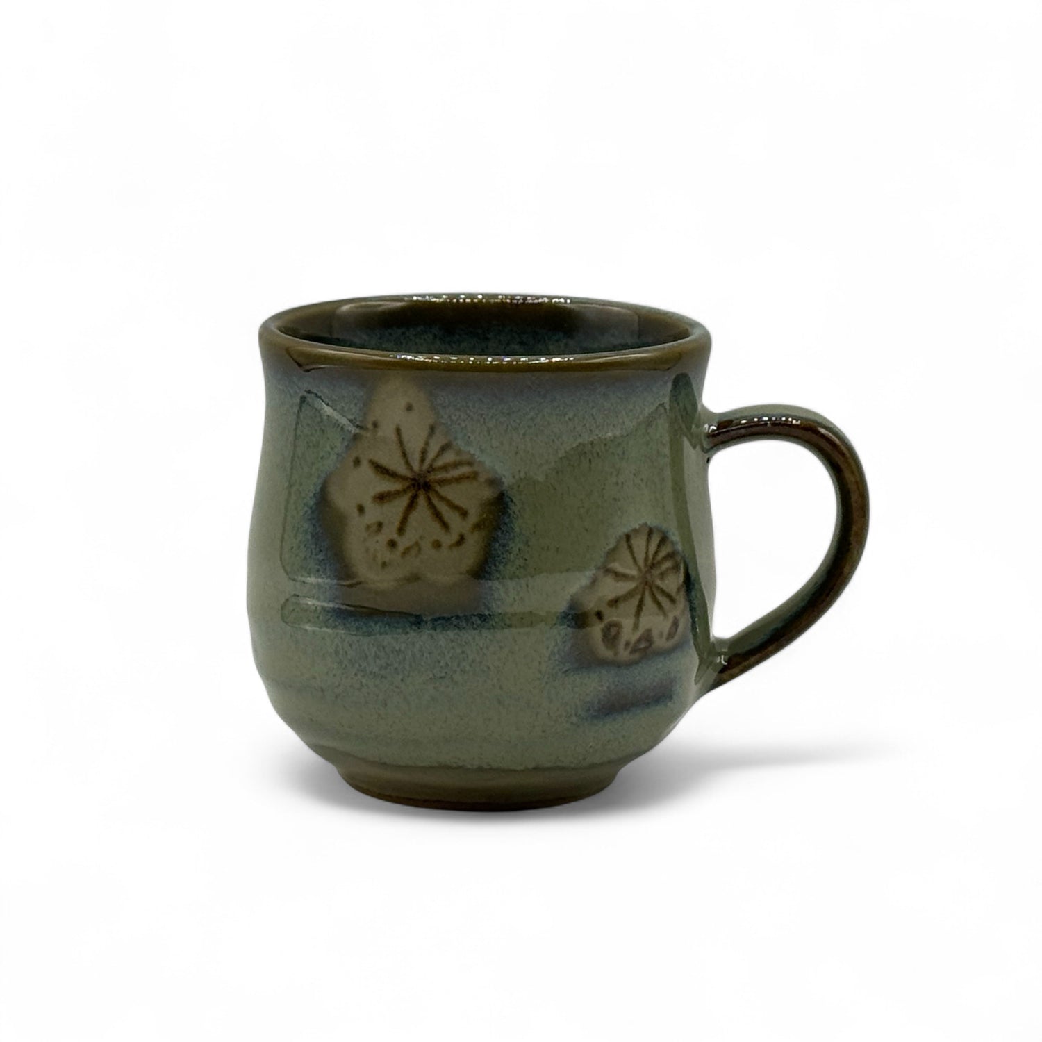 Ume Plum Blue Mino-yaki Mug - Japanese Tea Mug